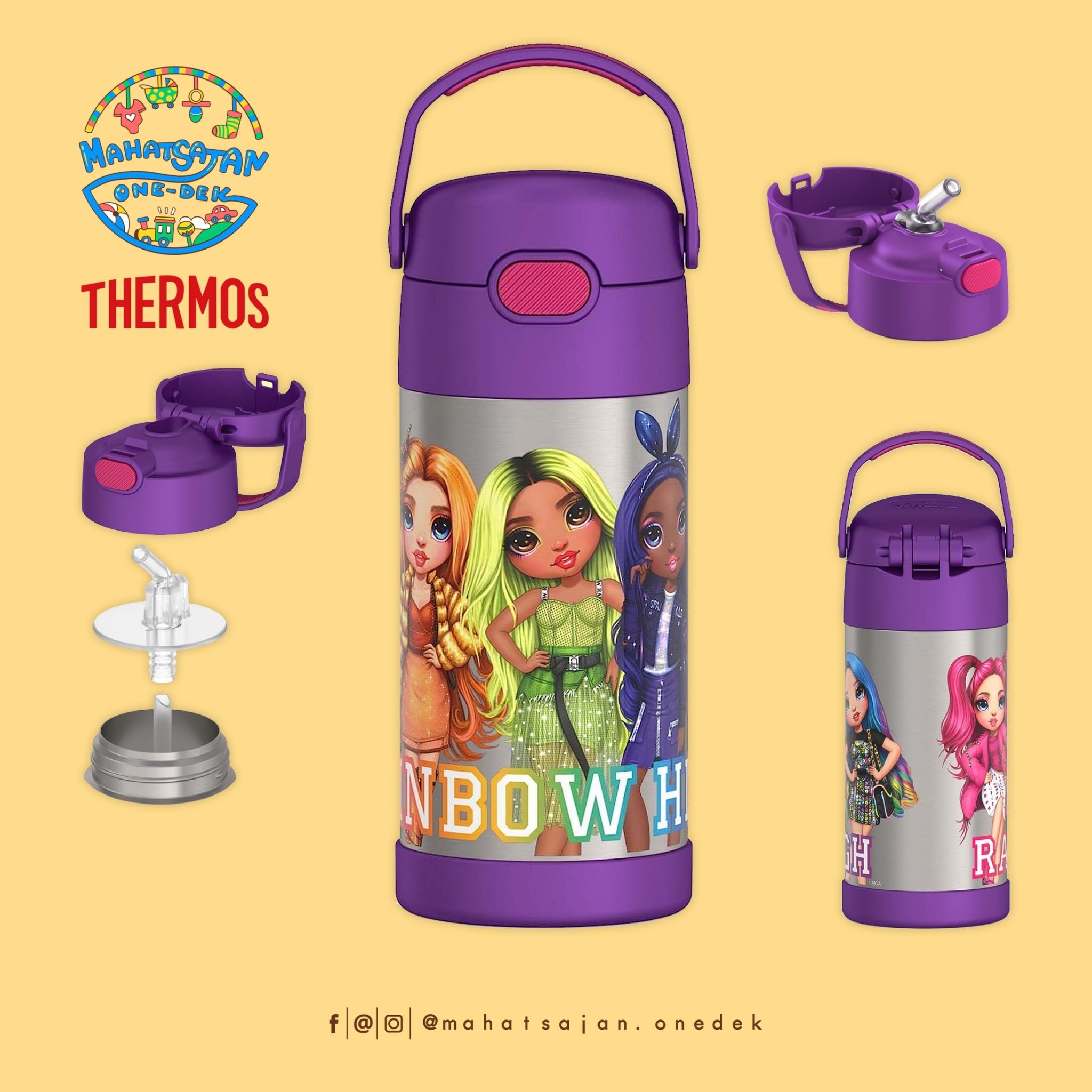 Thermos Vacuum Insulated Stainless Steel 12 Oz Funtainer กระติกดูดน้ำแตนเลส