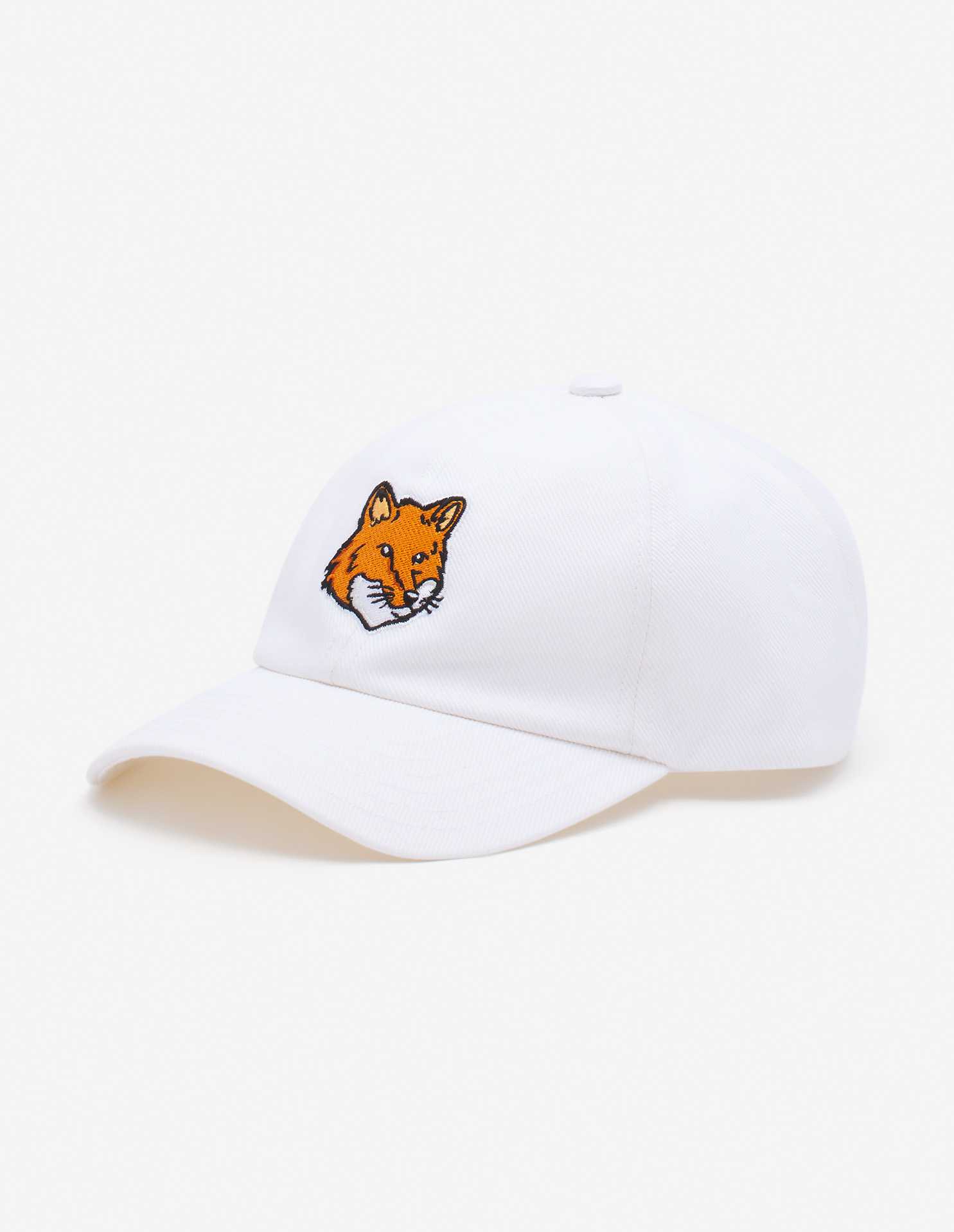 NEW LARGE FOX HEAD EMBROIDERY 6P CAP - WHITE