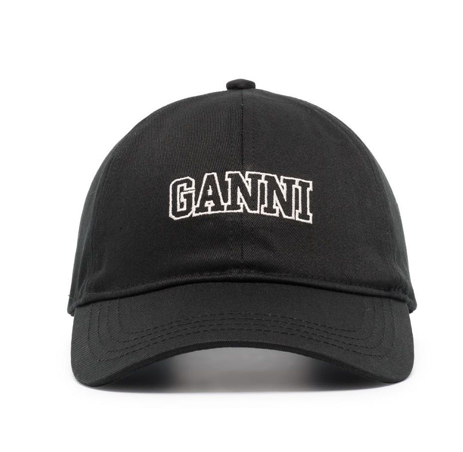 พร้อมส่ง Ganni หมวกสีดำ โลโก้สีขาว