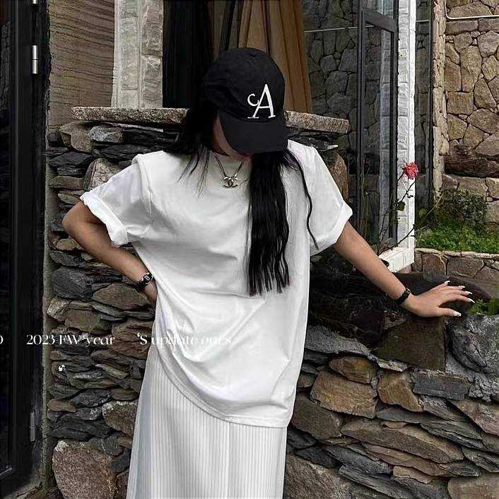FOLDED SLEEVE PADDED SHOULDER COTTON TEES