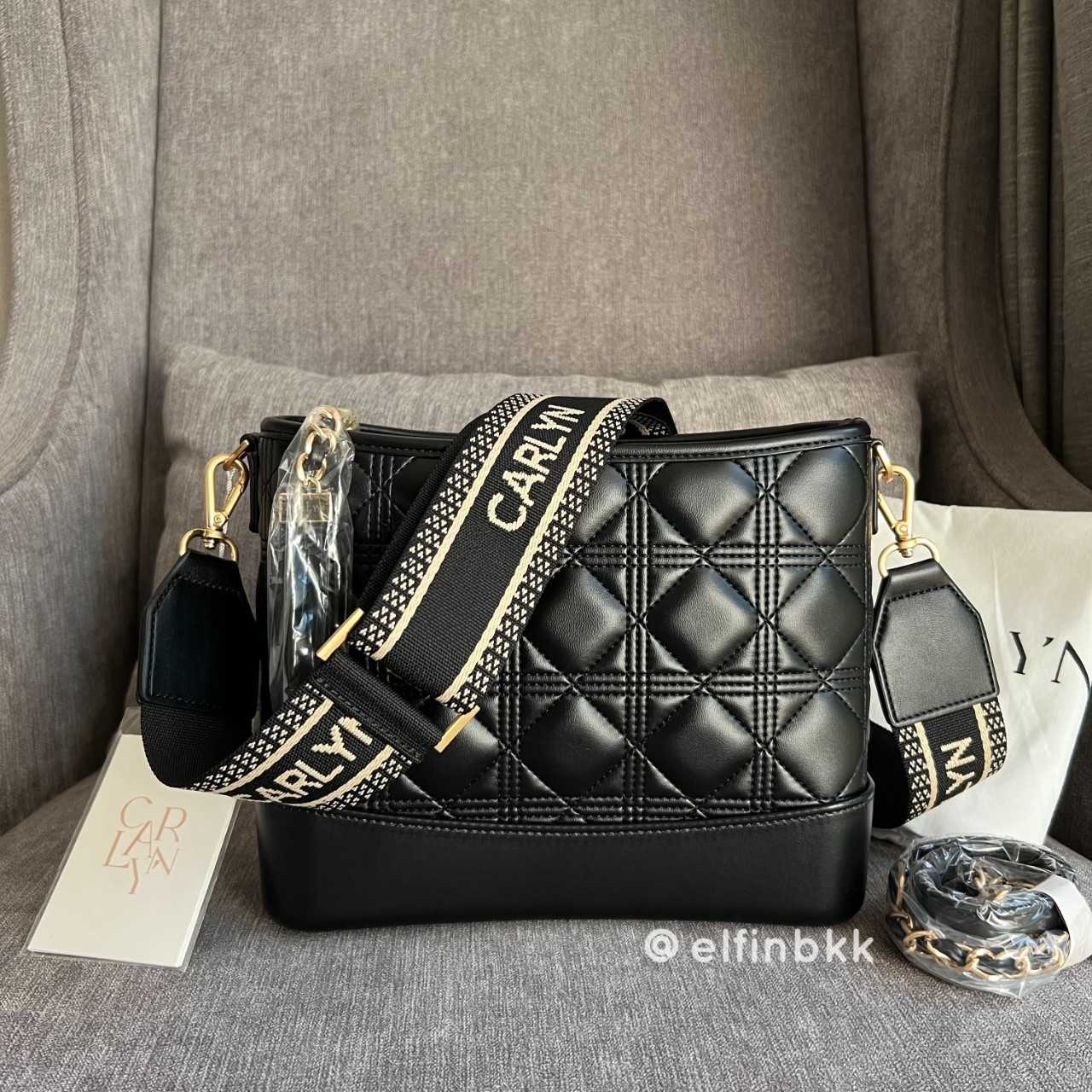 ขายดี⭐ Carlyn REEN  กระเป๋าสะพาย หนัง  Black Ivory Beige สีดำ สีขาวครีม สีเบจ 