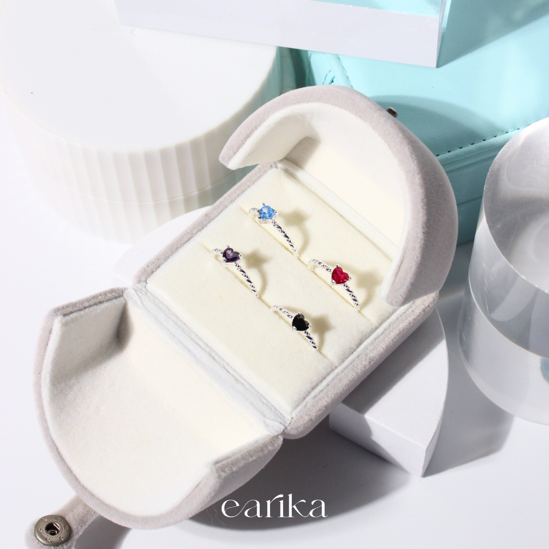 earika.earrings - heartery spiral ring แหวนเกลียวเงินแท้จี้หัวใจเพชร ฟรีไซส์ปรับขนาดได้