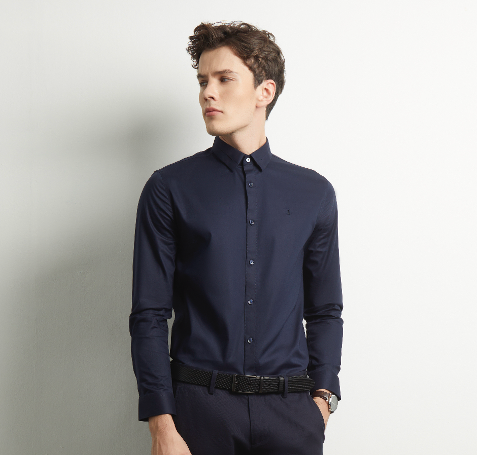 เสื้อเชิ้ตแขนยาว สีน้ำเงินเข้ม | 03461