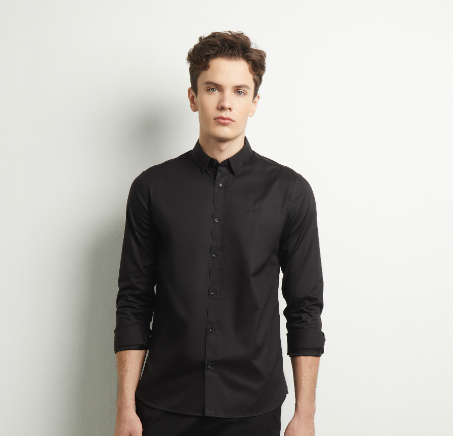 เสื้อเชิ้ตแขนยาว สีดำ | 03461