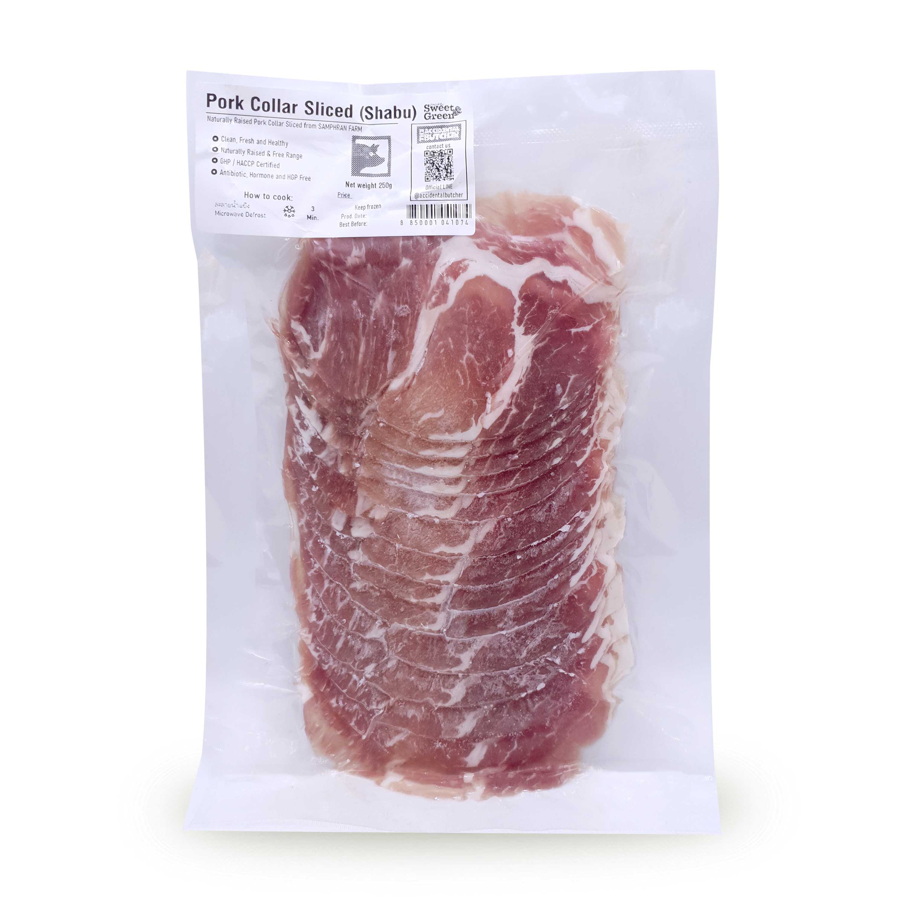 TAB Pork Collar Sliced (shabu) 250 g.  Best Before  20/08/2025