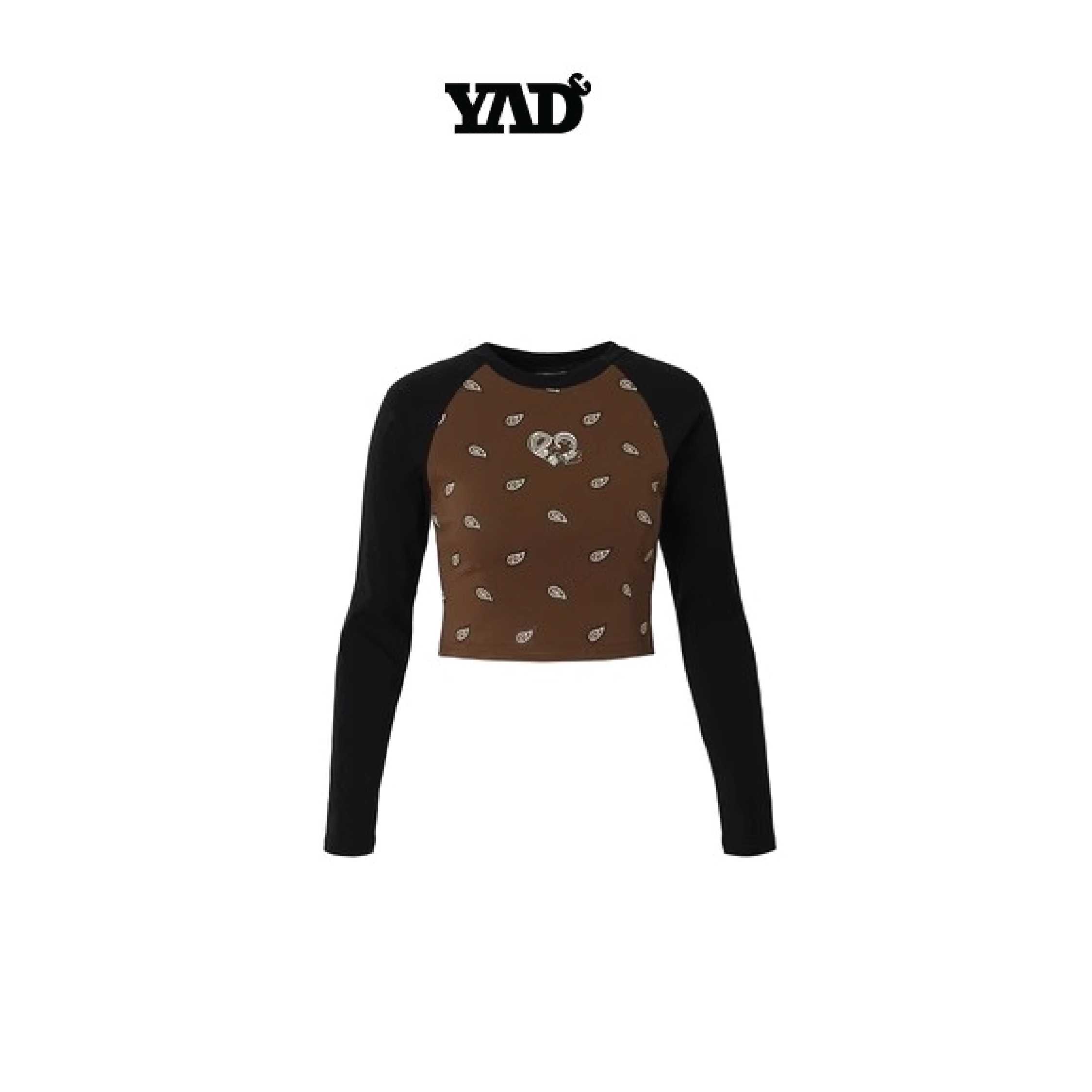 YADcrew trend, slim fit, short waist, bottoming, Raglan sleeves, round neck, long sleeves.