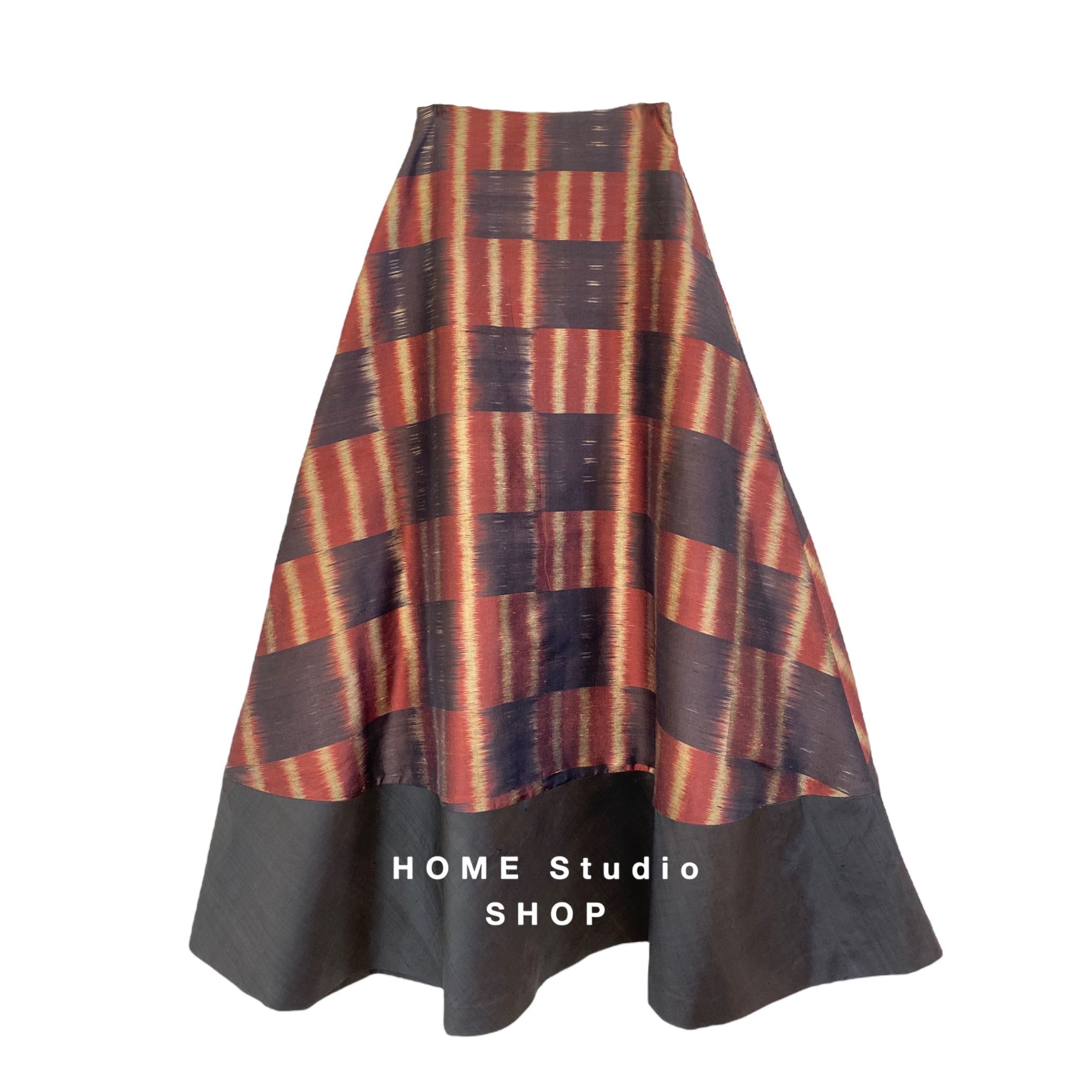 Ikat silk maxi skirt 