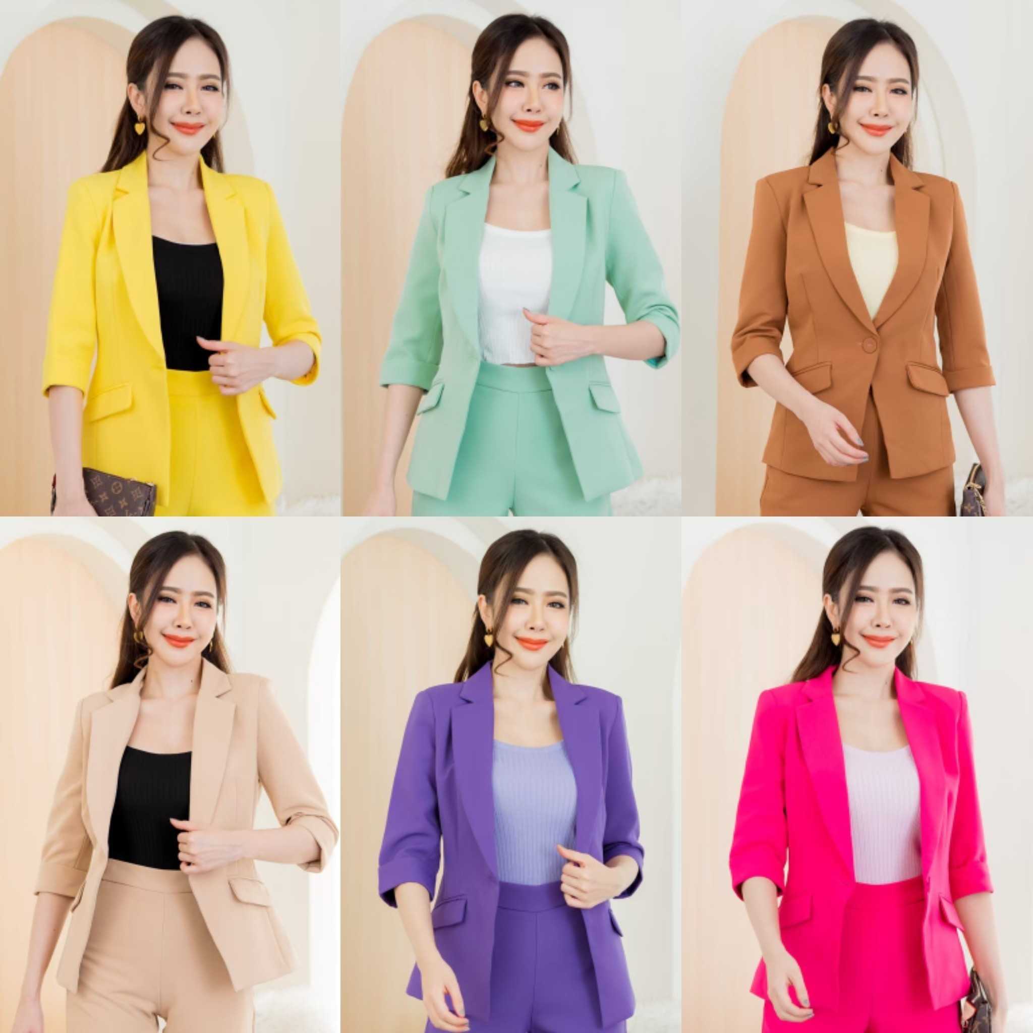 ⚡️SALE⚡️เสื้อสูทผู้หญิงแขนสี่ส่วน Comfy (ไม่รวมกางเกง) #2235 มี 12 สี พร้อมส่ง