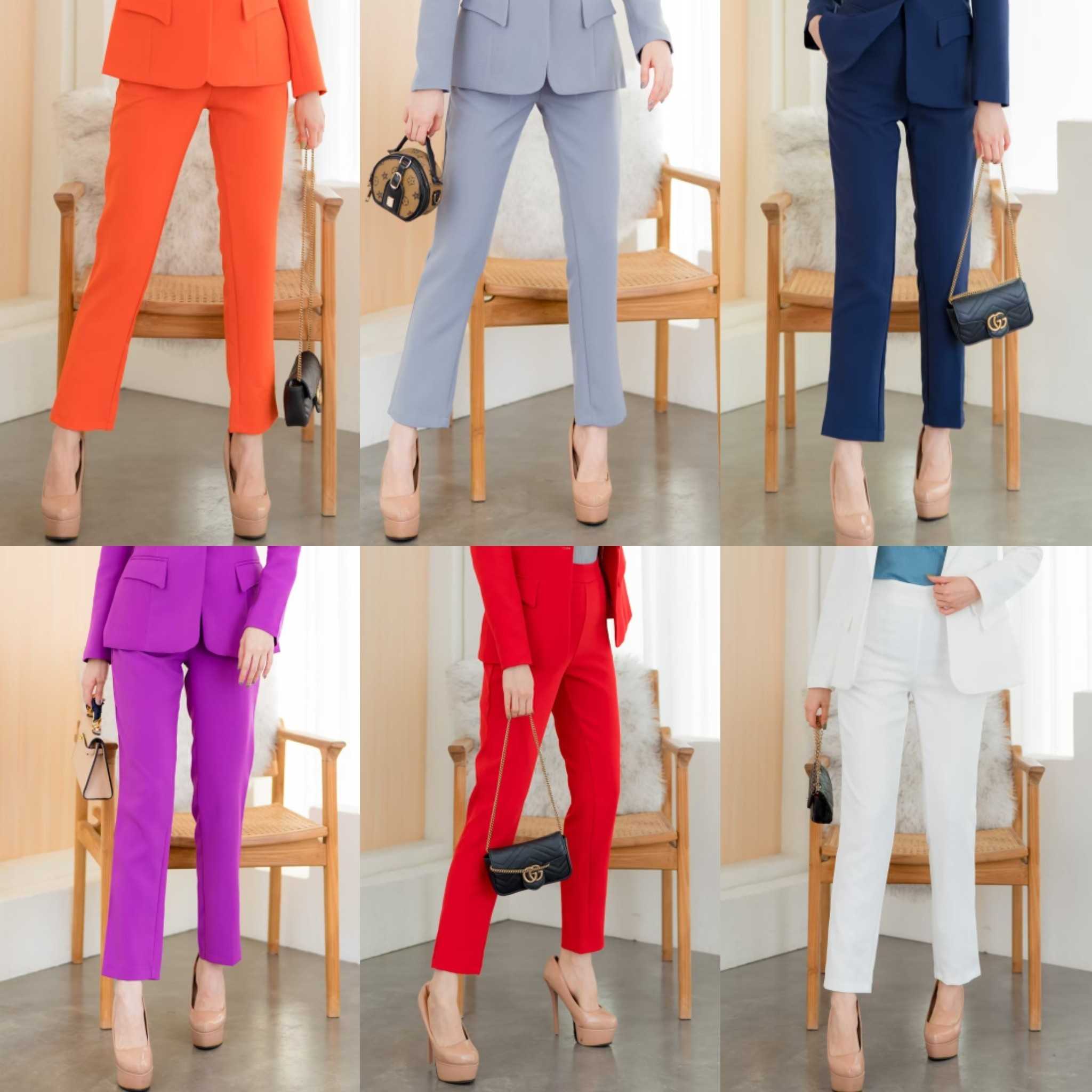 ⚡️SALE⚡️กางเกงขายาวผู้หญิง (ไม่รวมเสื้อสูท) #2236-2 มี 12 สี พร้อมส่ง