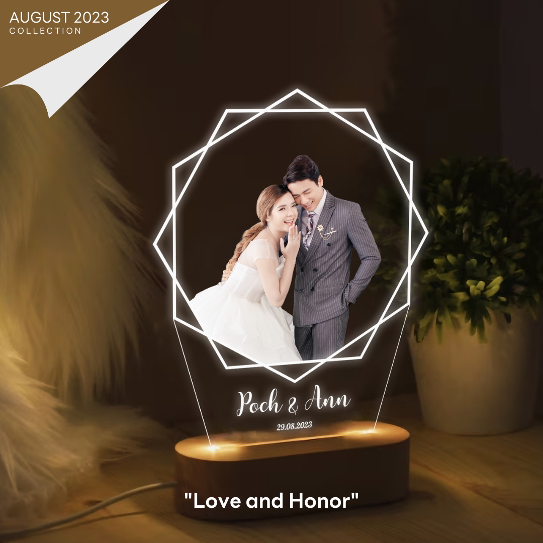 Happylife Love and Honor   โคมไฟอะคริลิคสั่งทำ สกรีนUV ของขวัญวันเกิด  ของขวัญให้แฟน วันครบรอบ