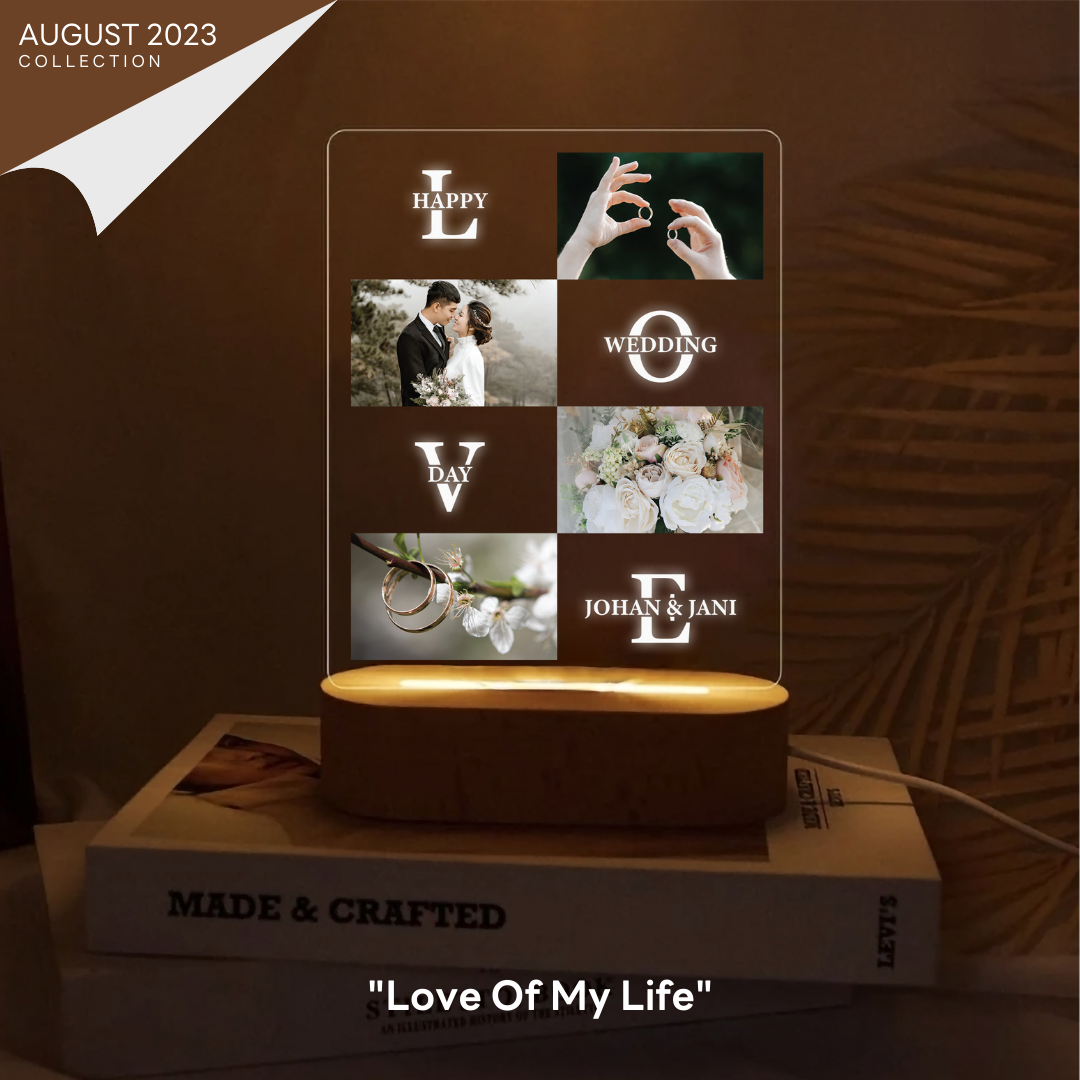 Happylife Love Of My Life  โคมไฟอะคริลิคสั่งทำ สกรีนUV ของขวัญวันเกิด ให้แฟน แต่งงาน วันครบรอบ