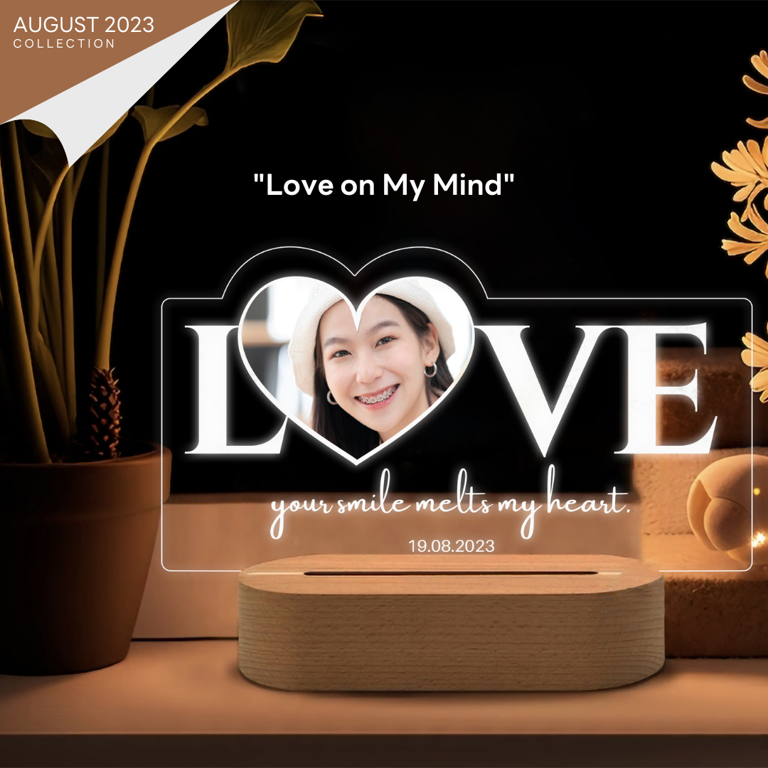 Happylife Love on my min โคมไฟอะคริลิคสั่งทำ สกรีนUV ของขวัญวันเกิด ให้แฟน แต่งงาน วันครบรอบ