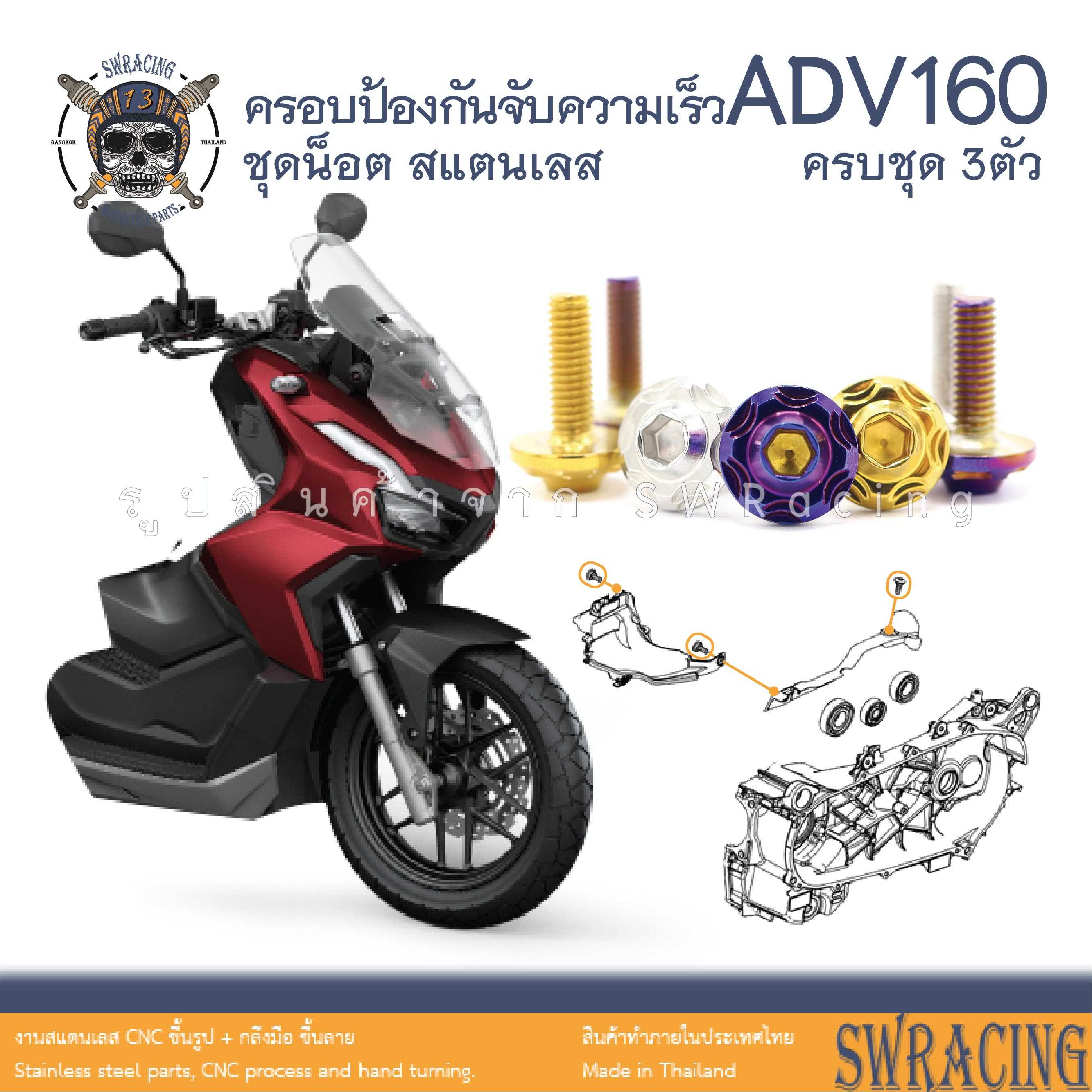 ADV160 น็อตเลส ครอบป้องกันจับความเร็ว ครบชุด 3 ตัว น็อตสแตนเลส ราคาขายต่อ 1 ชุด งานเฮงสกรู