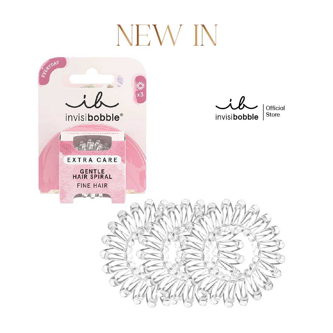 invisibobble ยางรัดผม ผมบาง ผมไม่เป็นรอย รุ่น Extra Care สี Crystal Clear (1 กล่องบรรจุ 3 ชิ้น)