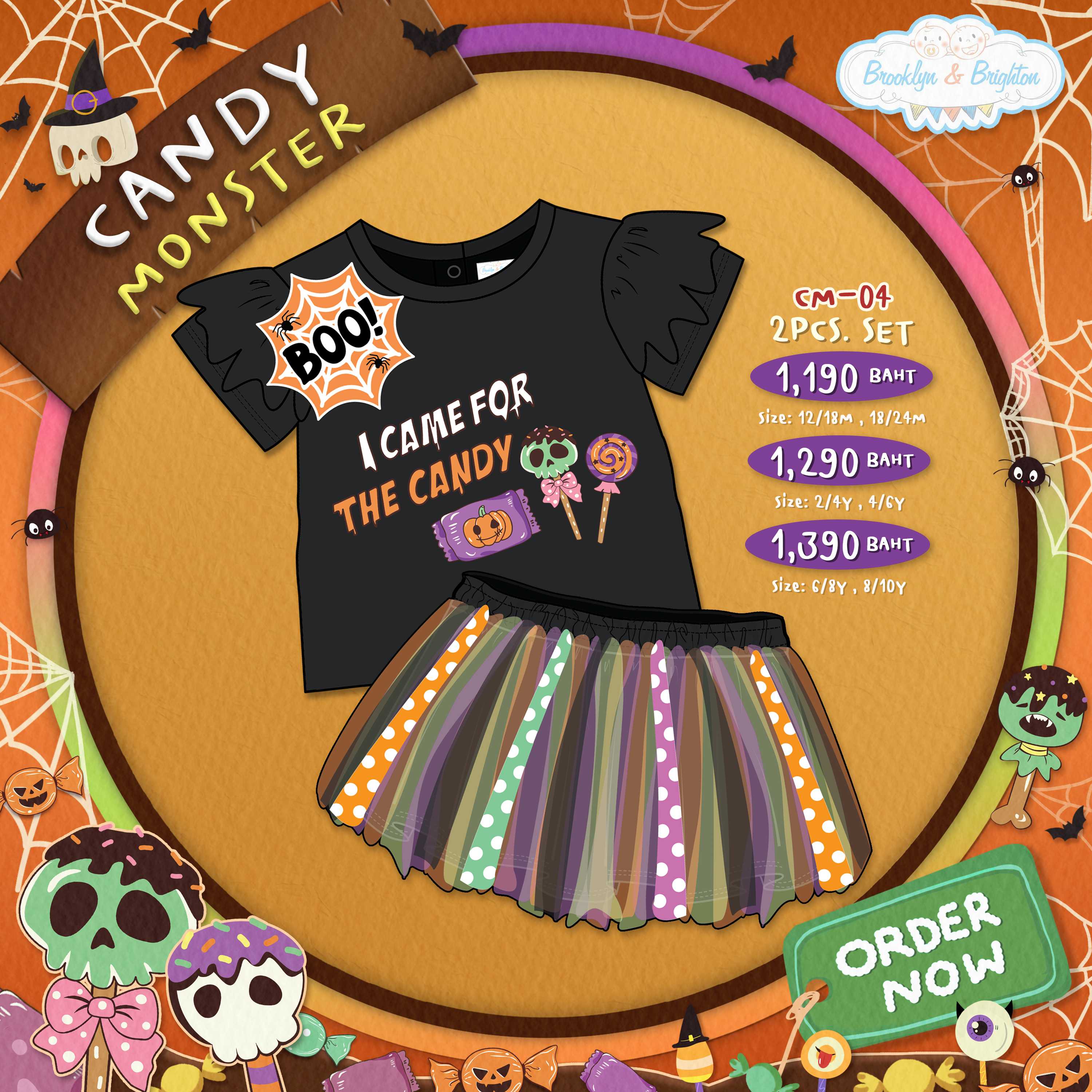 Candy Monster - 2Pcs. Set - ชุดHalloween - CM04 (Size: 12/18M-8/10Y)