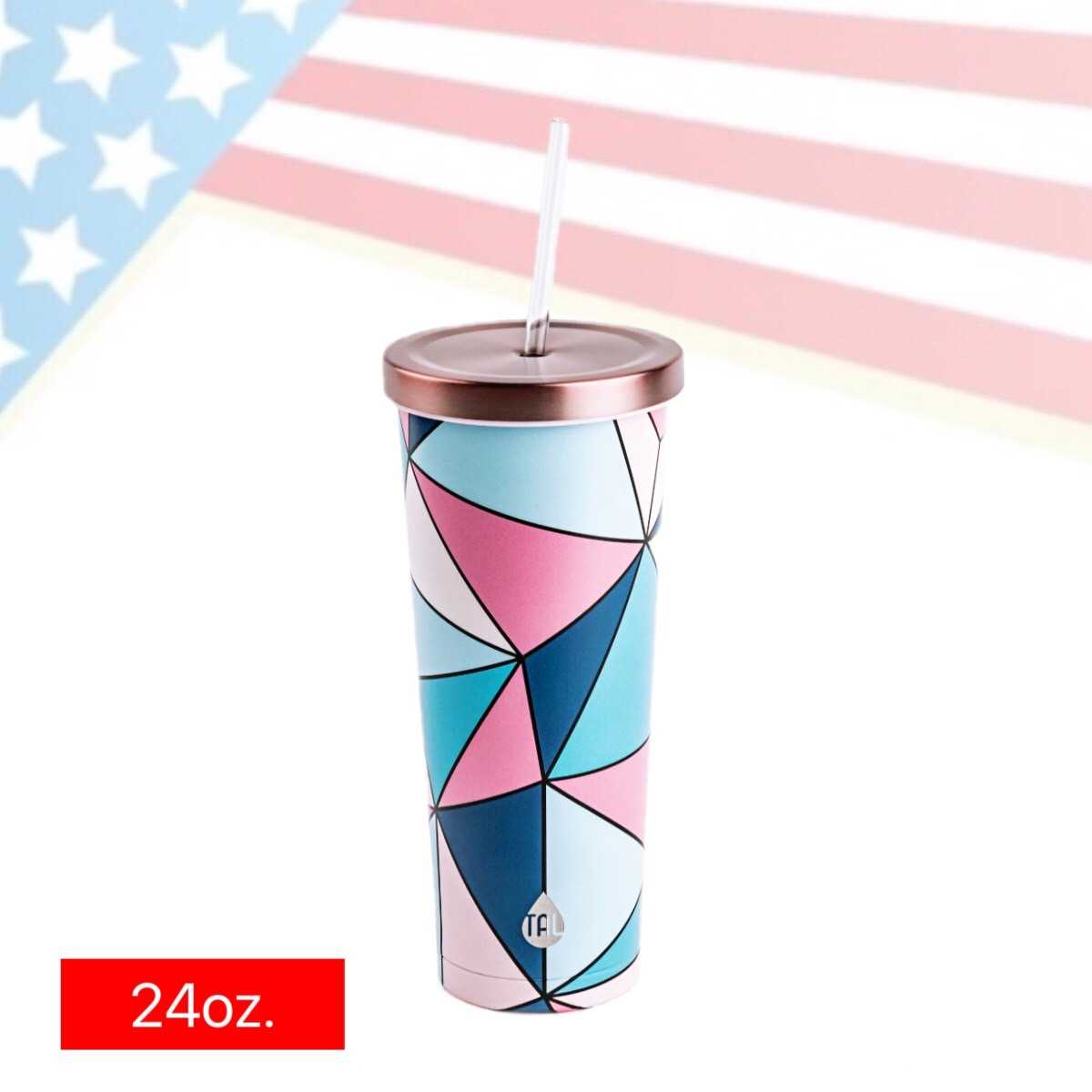 TAL Stainless Steel Coolie Tumbler 24oz Pink Geo