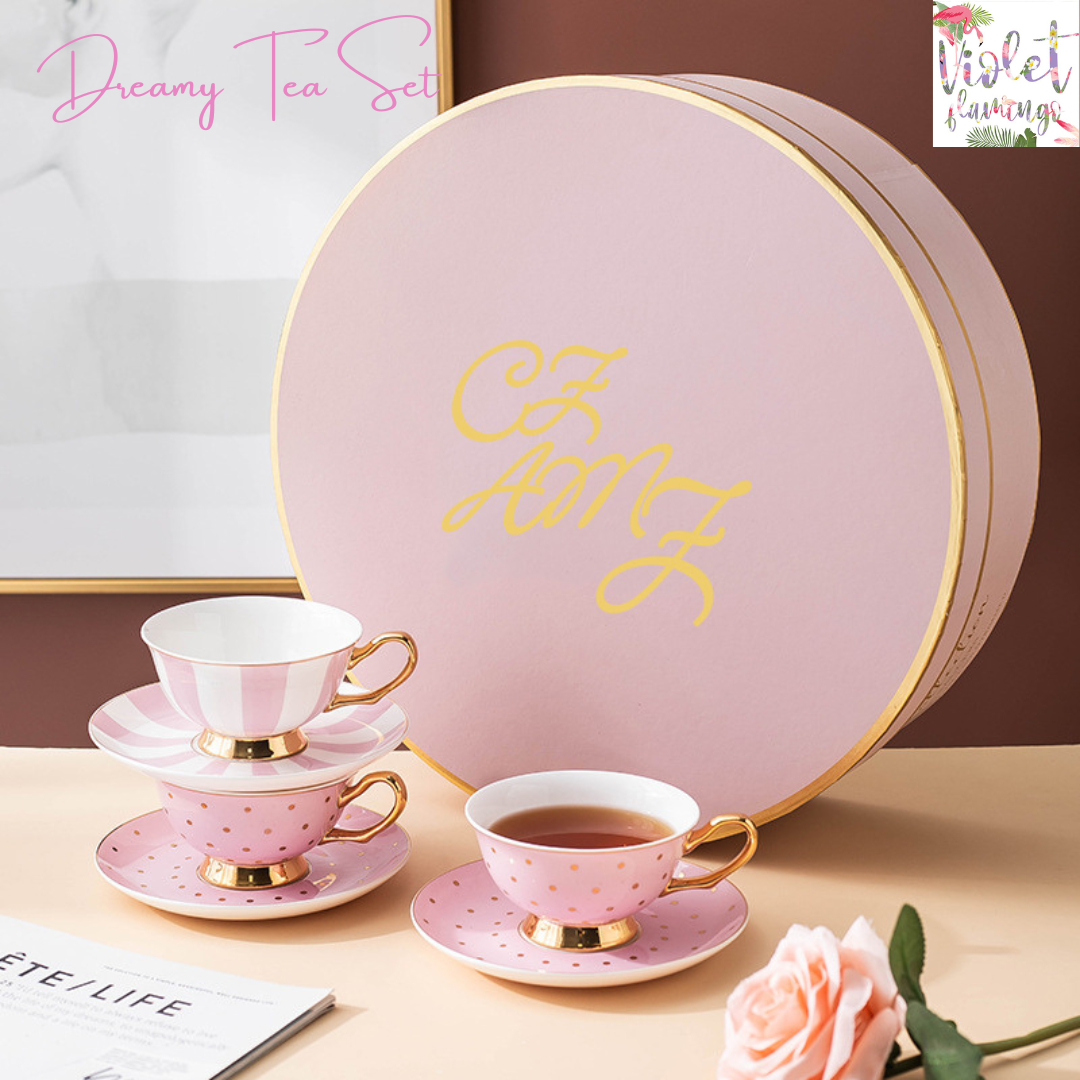 Dreamy Tea Cup Set ชุดของขวัญแก้วกาแฟพร้อมจานรอง 6 ชุด