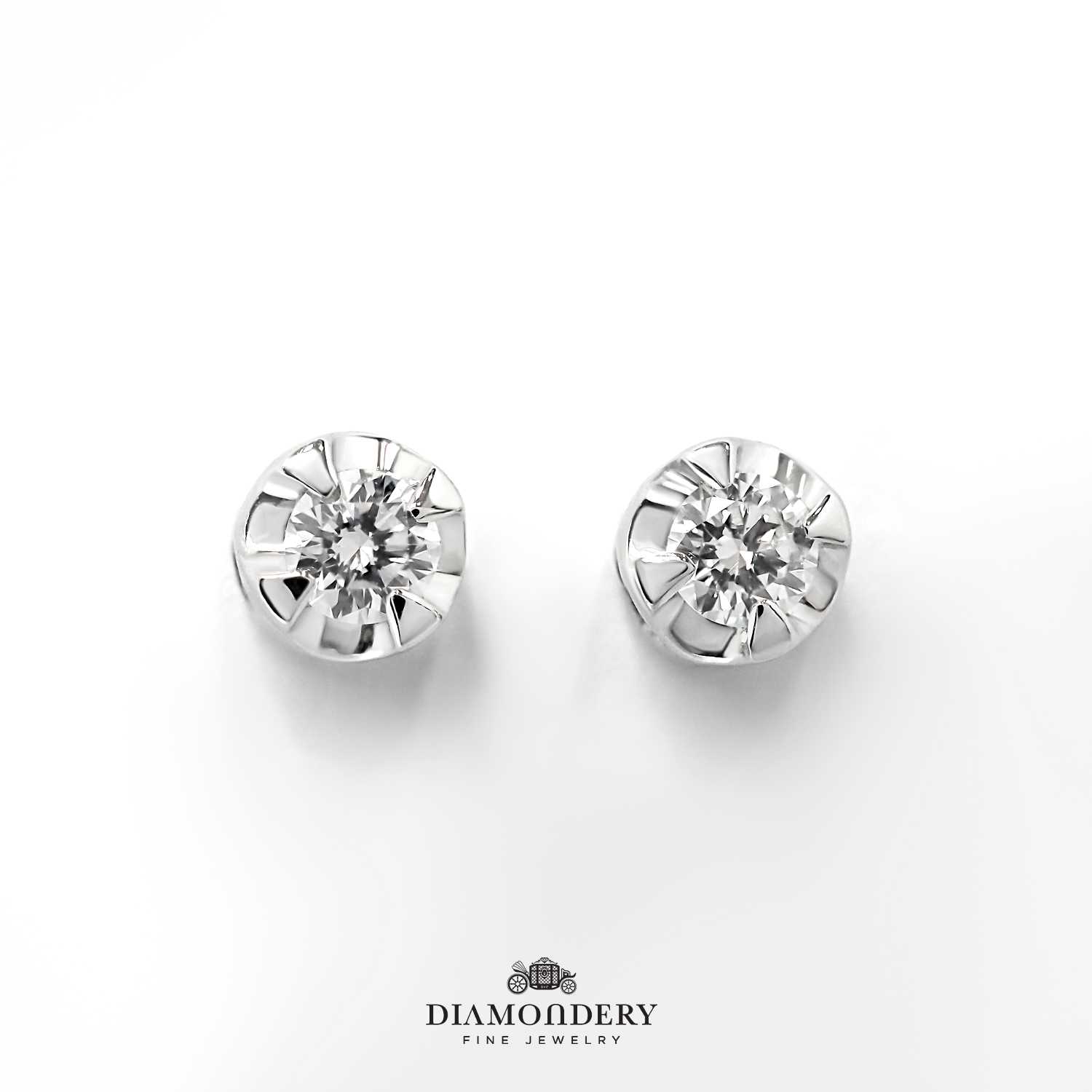 ต่างหูเพชร Round Diamond Earrings