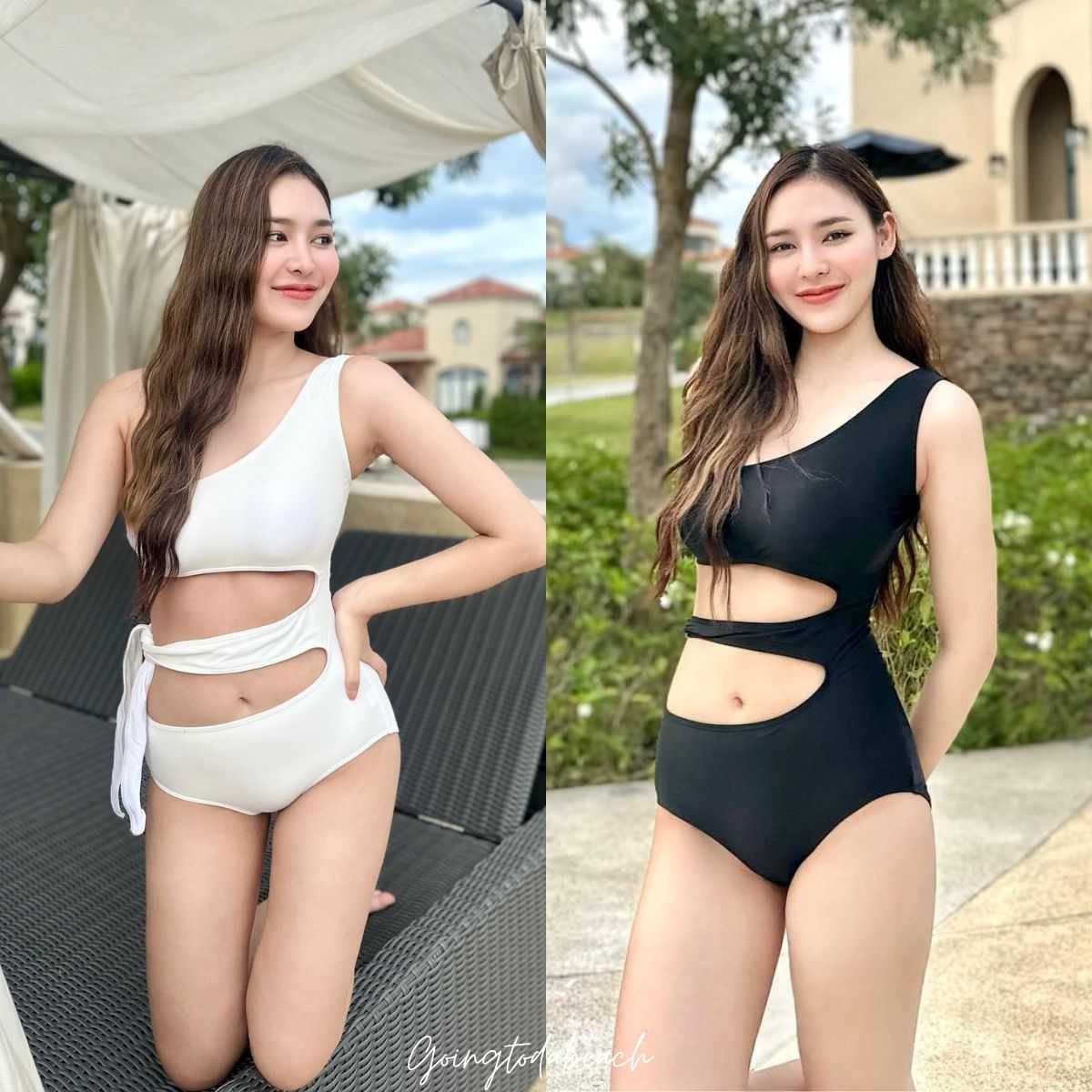 ᴏɴᴇ-ᴘɪᴇᴄᴇ sᴡɪᴍsᴜɪᴛ • พร้อมส่ง • ชุดว่ายน้ำวันพีชไหล่เดี่ยวดีเทลเว้าช่วงเอว สายผูกด้านข้าง