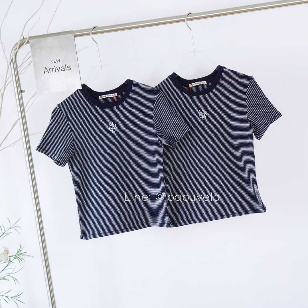 Mardi T-Shirt Stripe Small Logo Mrcd (Navy Ivory)