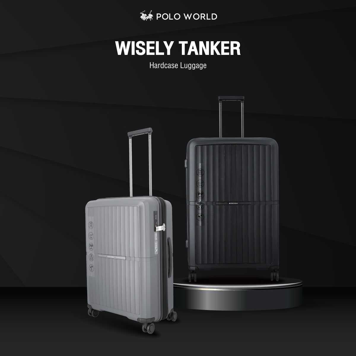 POLO WORLD PW418 Wisely Tanker Hardcase Luggage 24inch กระเป๋าเดินทาง โปโลเวิล์ด