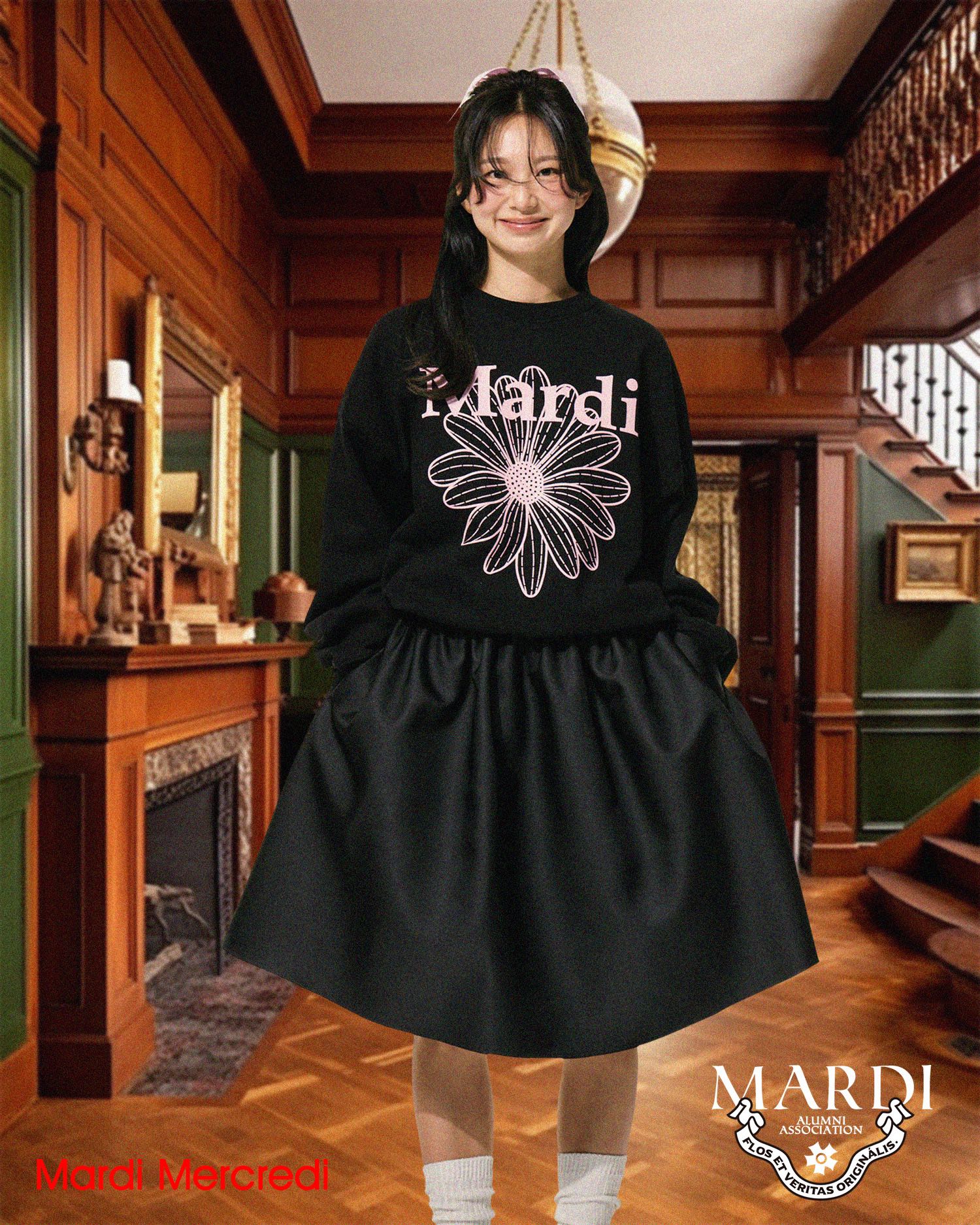 SWEATSHIRT FLOWERMARDI_BLACK PINK