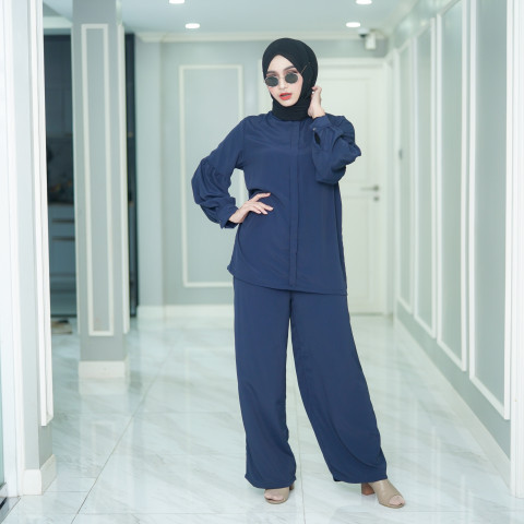 ชุดเซ็ทกางเกง แฟชั่นมุสลิม ทันสมัยใส่ได้ทุกวัย สีพื้นสไตล์เรียบร้อย เนื้อผ้าเกรดพรีเมี่ยมใส่สบายIL83