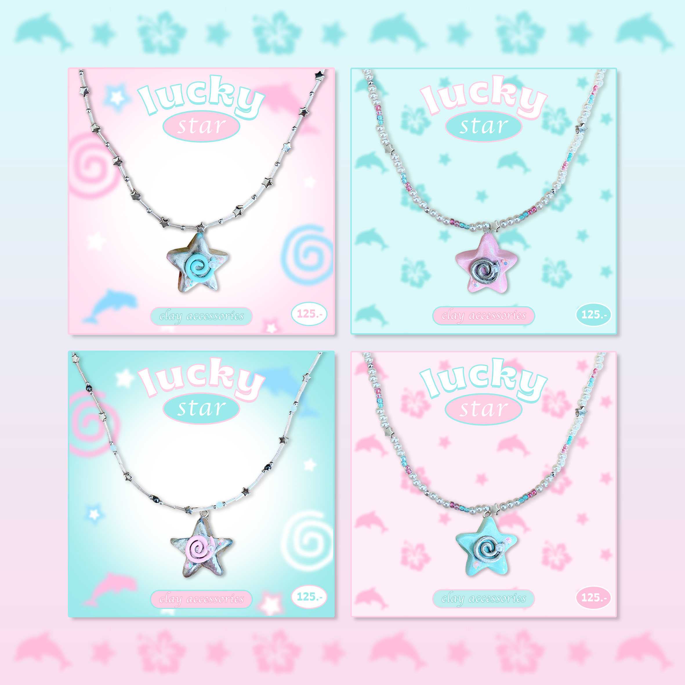 lucky star necklace🐬⭐️(กำไล พวงกุญแจ สร้อยลูกปัด สร้อยดินปั้น จี้ดินปั้น)