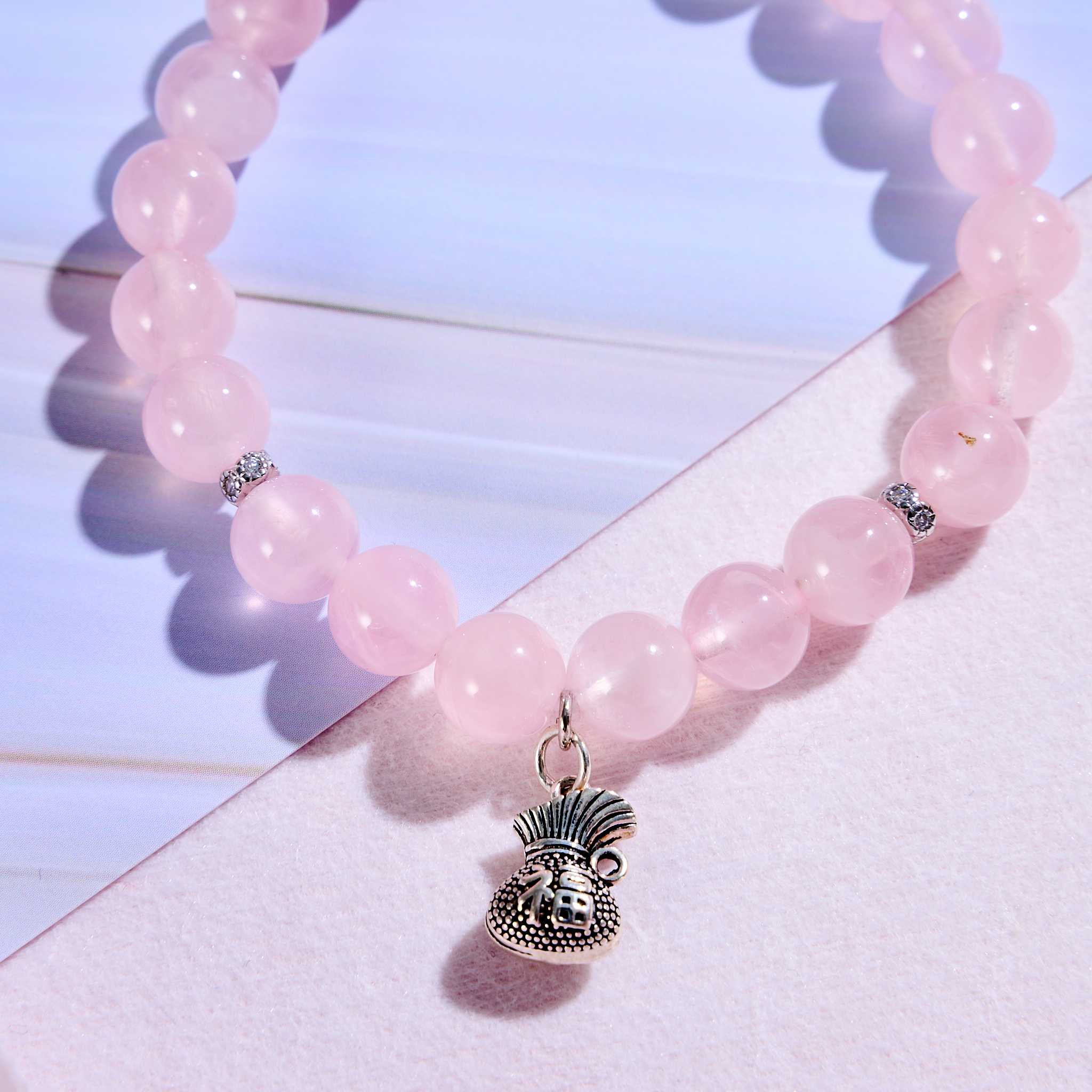 กำไลหินดึงดูดความรักที่ดี รักตัวเองมากขึ้น Rose Quartz