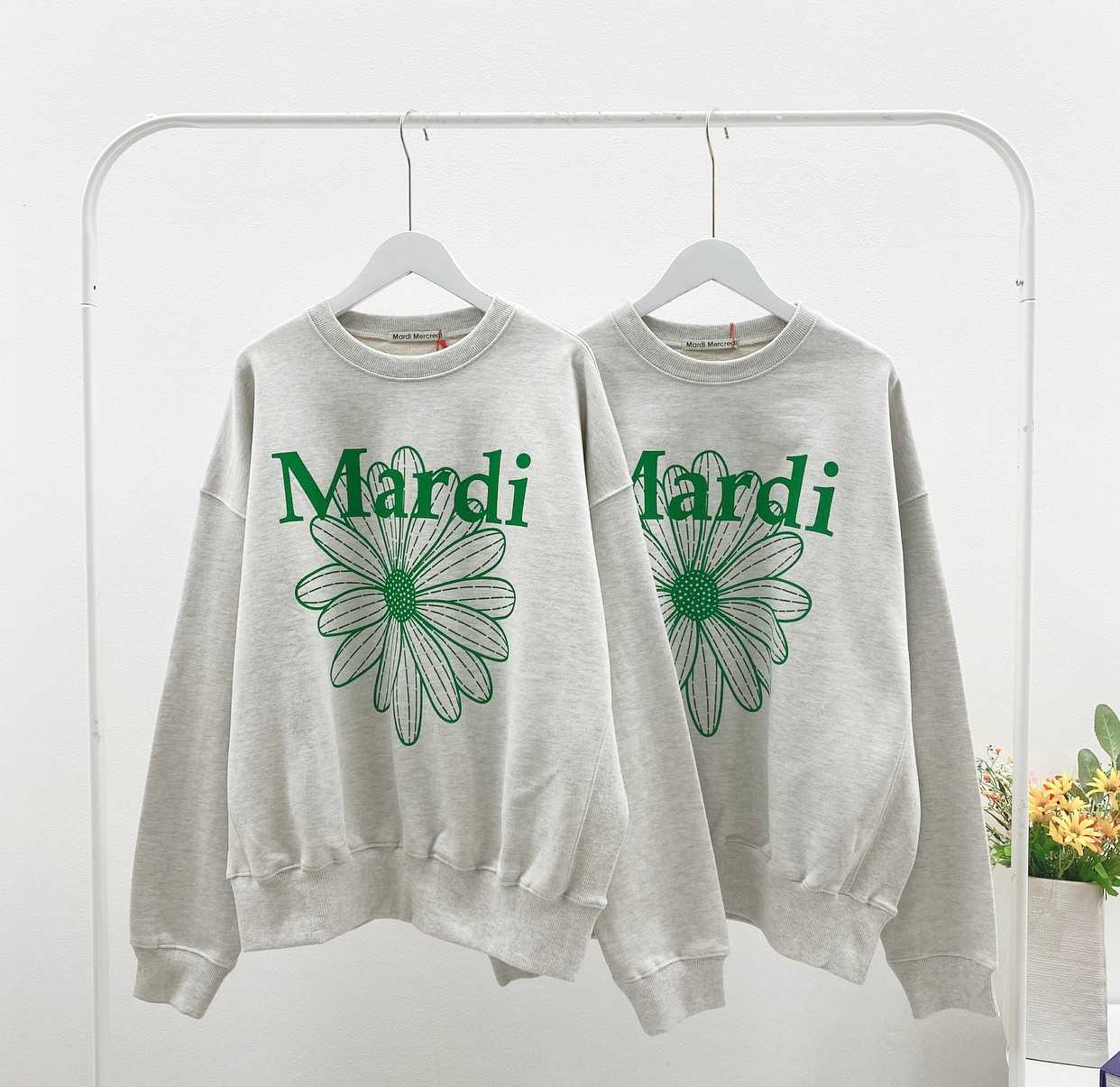 Mardi Flower Sweatshirt Oatmeal/Green