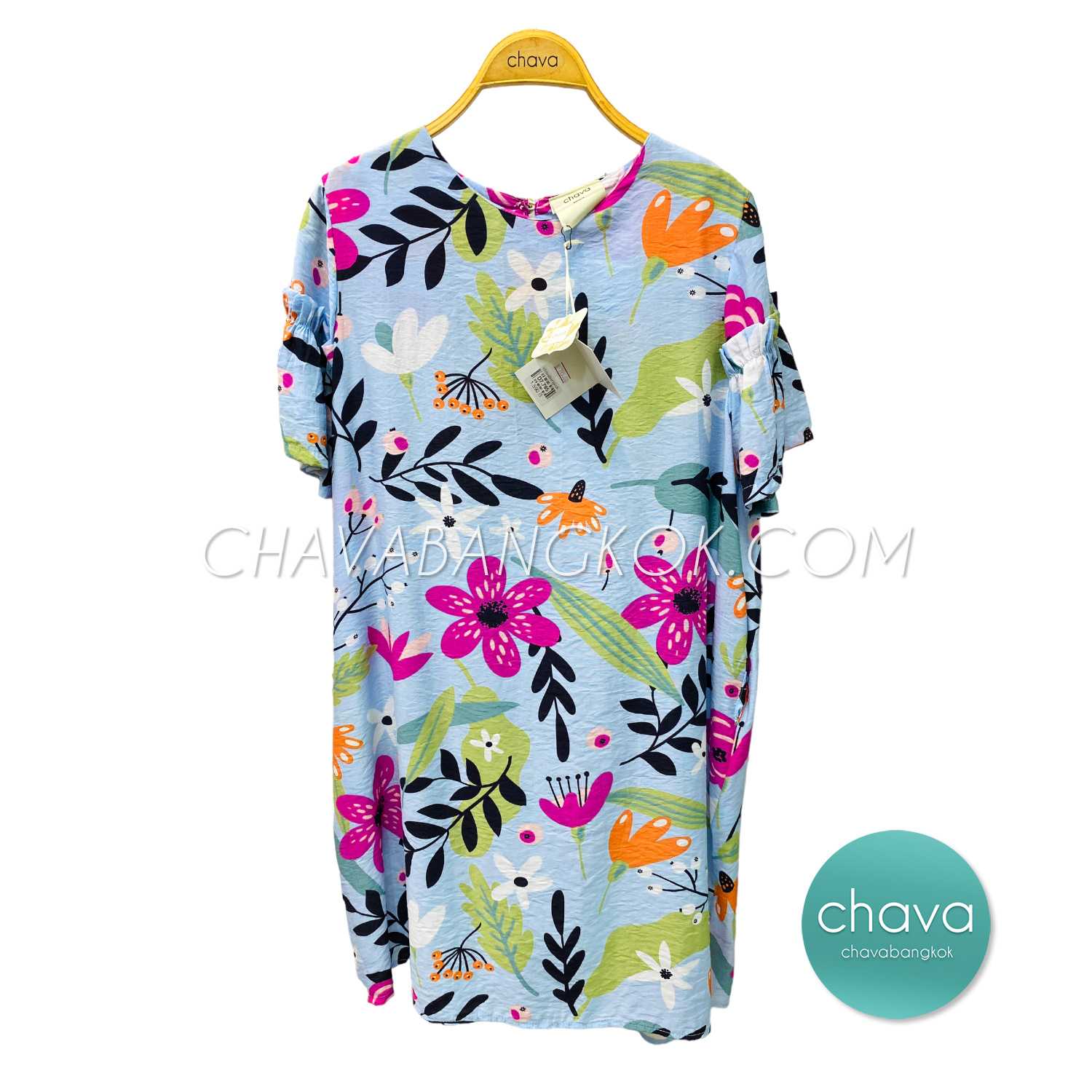 เสื้อ Mini Dress (สีฟ้า)