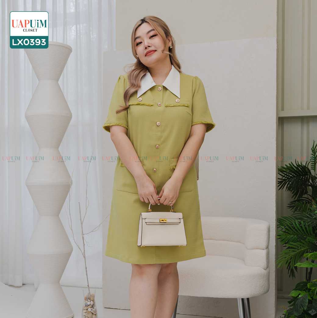 (LX0393) ชุดเดรส (รอบอก 40 - 50 นิ้ว)