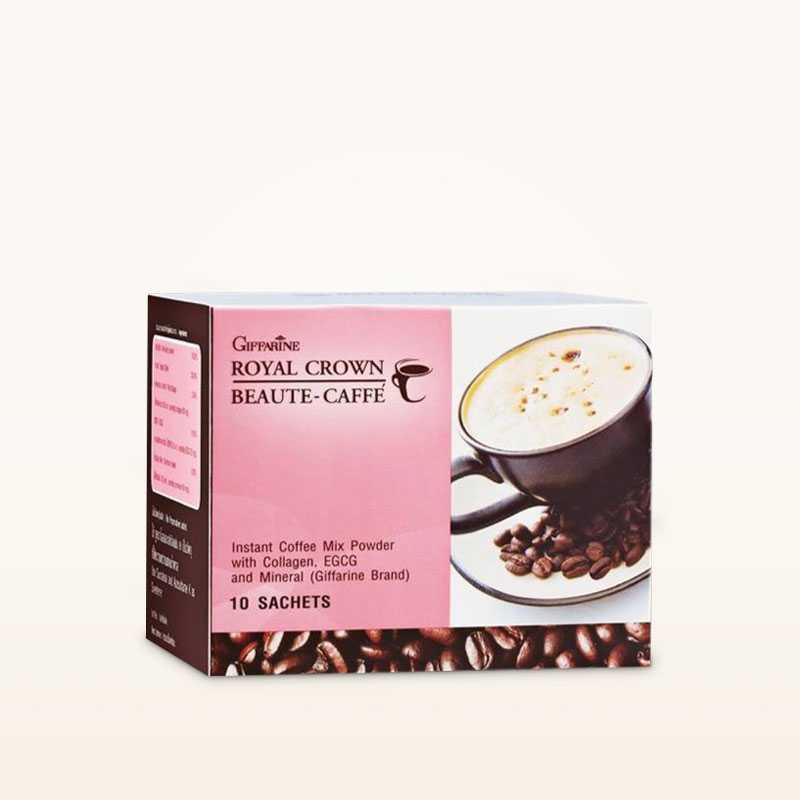 กาแฟคอลลาเจน กิฟฟารีน รอยัล คราวน์ บิวตี้-แคฟเฟ่ ผสมคอลลาเจน อีจีซีจี และเกลือแร่ (17 กรัม x 10 ซอง)