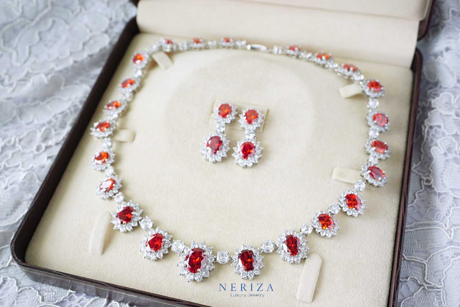 ชุดเครื่องประดับเพชรสังเคราะห์ เกรดพรีเมี่ยม เพชรรอบคอ รหัส NZC040R
