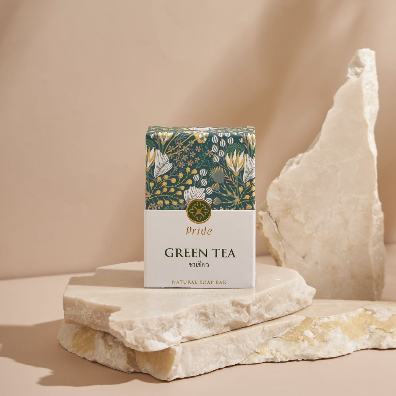 Pride Natural Soap สบู่ก้อนบำรุงผิวจากธรรมชาติ - GREEN TEA SOAP
