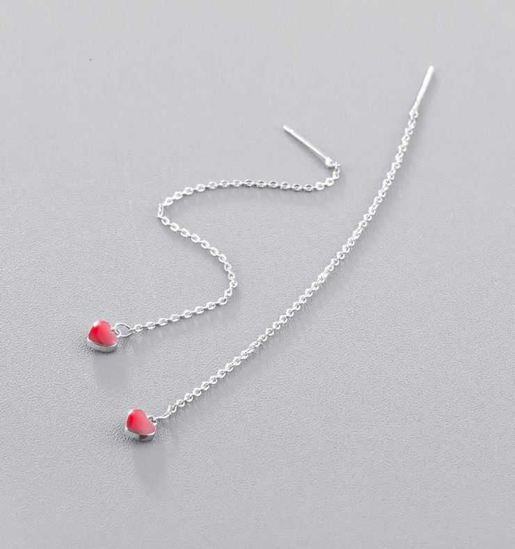 ❤️ต่างหู❤️ mini red heart ต่างหูโซ่ ต่างหูระย้า หัวใจสีแดง ต่างหูมินิมอล