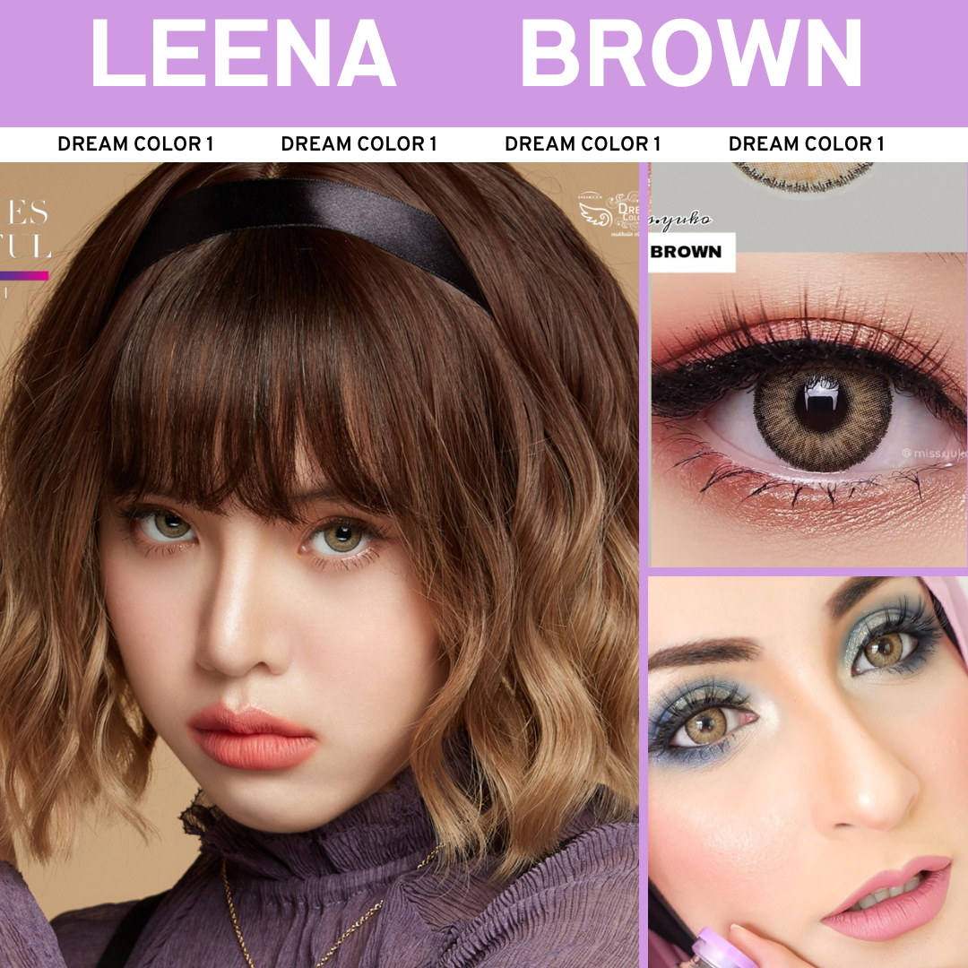 คอนแทคเลนส์ บิ๊กอาย Dreamcolor1 รุ่น Leena Gray/Brown/Blue พร้อมส่ง สายตาปกติ /สายตาสั้น