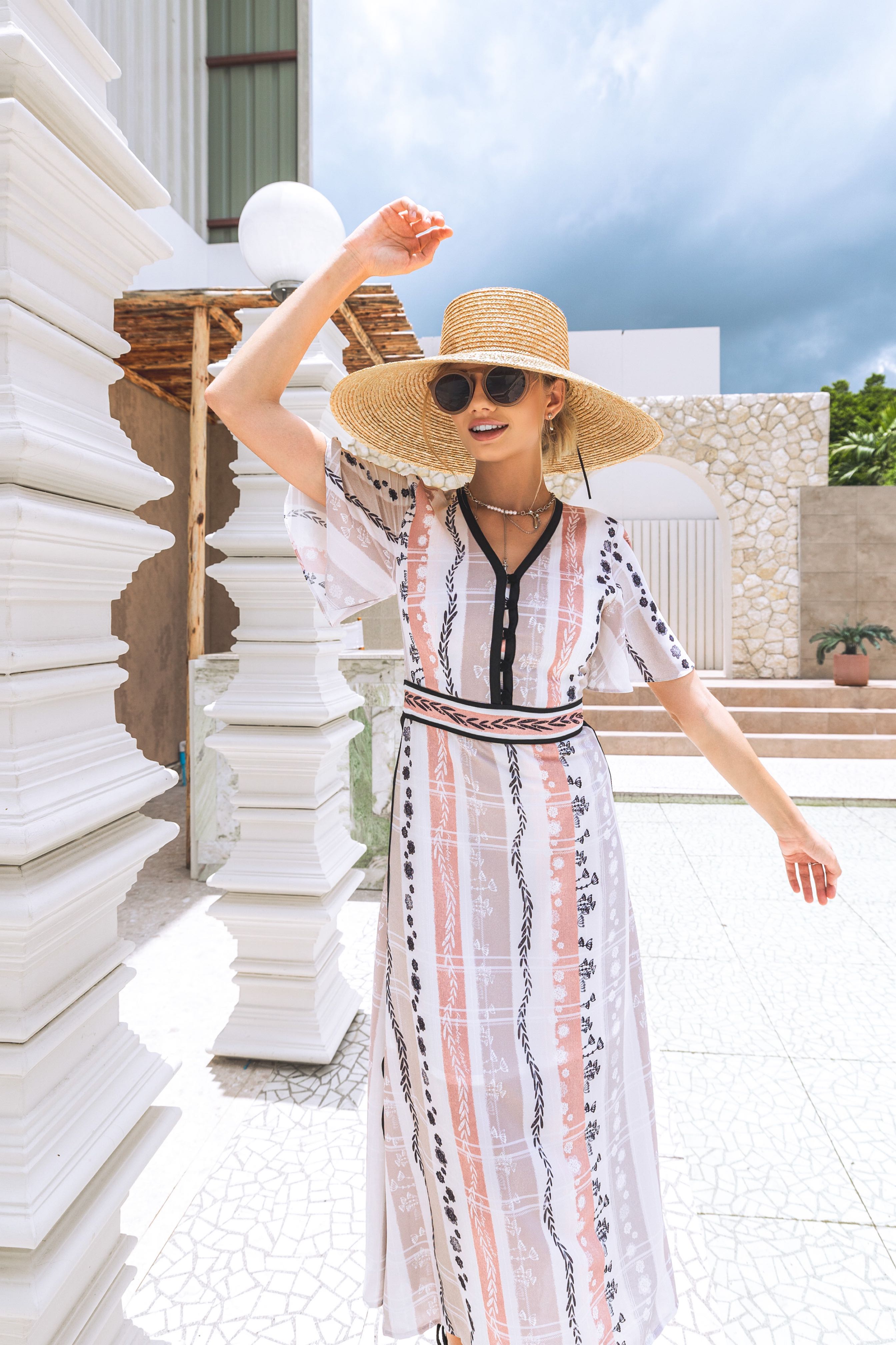 CARNALY LEAF MAXI DRESS - PINPLOY CLOSET
