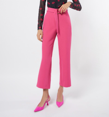กางเกงทรงขากว้างแต่งหัวเข็มขัดแหวน | Wide Leg Trousers with D-Ring Belt | 06230
