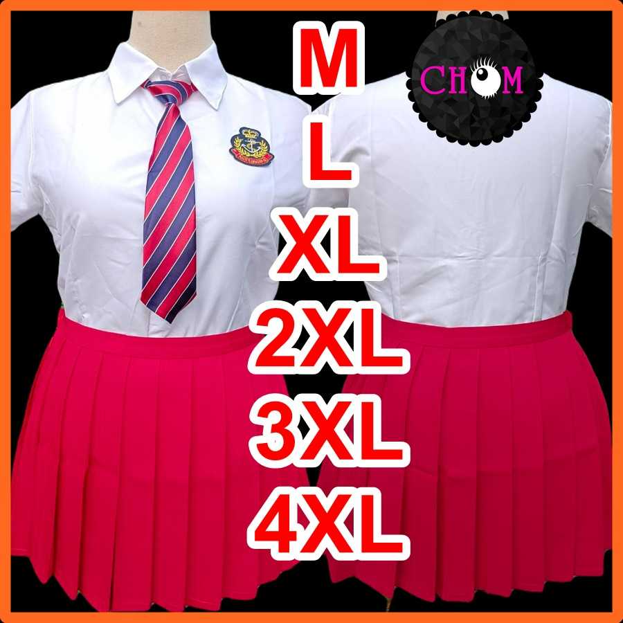 พร้อมส่งจากไทย ชุดนักเรียนกระโปรงแดง ชุดนักเรียนญี่ปุ่น M-4XL ไม่โป๊พร้อมส่ง