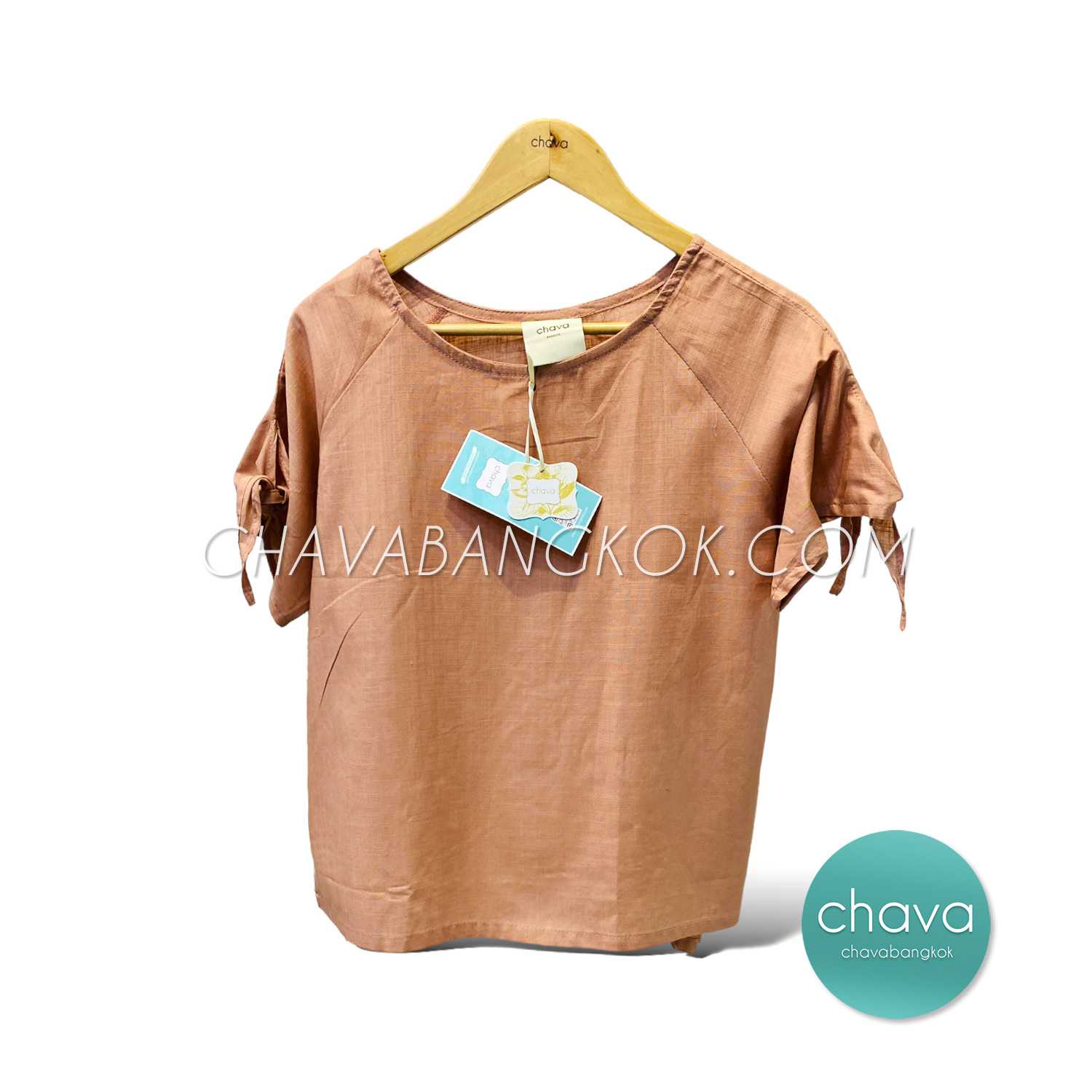 เสื้อ Top / BLOUSE (สีชมพู) แขนโบว์ 2 ข้าง หลังจีบ