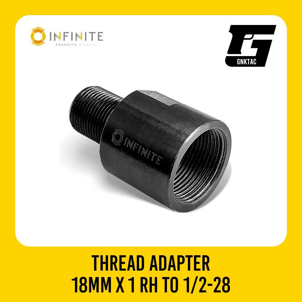 18mm x 1 RH to 1/2-28 Thread Adapter - Black (Steel)