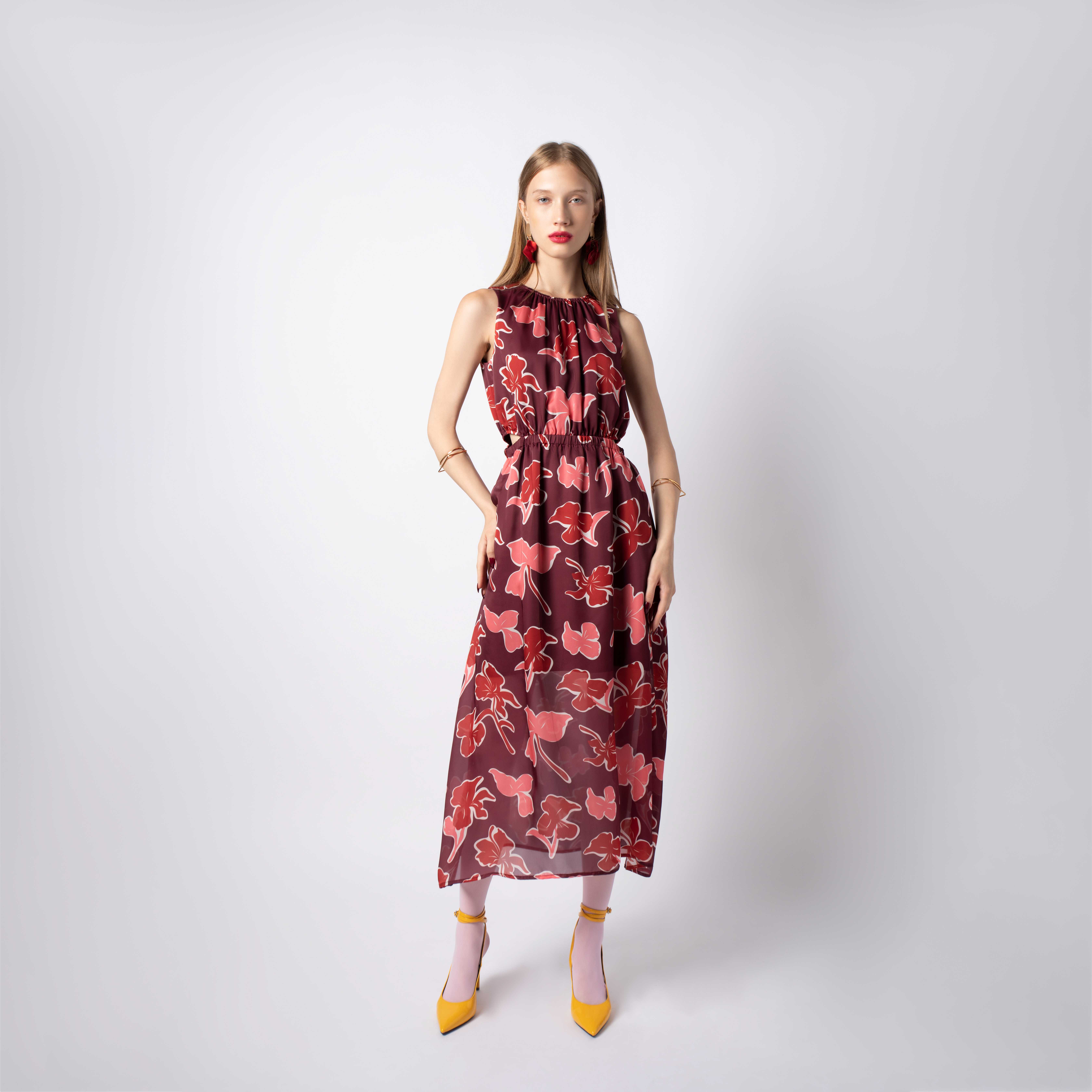 เดรสยาวผ้าชีฟองลายฟลอรัล | Chiffon Dress in Floral Print | 06167