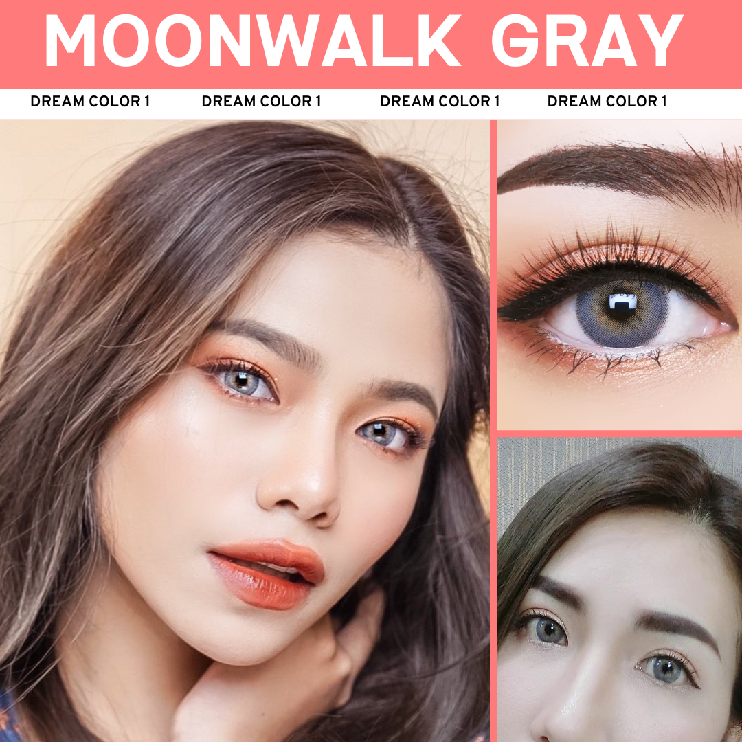 คอนแทคเลนส์ บิ๊กอาย Dreamcolor1 รุ่น Moon Walk Gray/Brown/Blue/Green/violet/Pink พร้อมส่ง สายตาปกติ