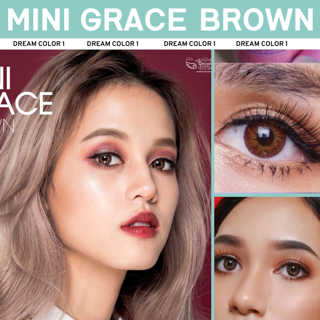 คอนแทคเลนส์ บิ๊กอาย Dreamcolor1 รุ่น Mini Grace Gray / Brown พร้อมส่ง สายตาสั้น / สายตาปกติ