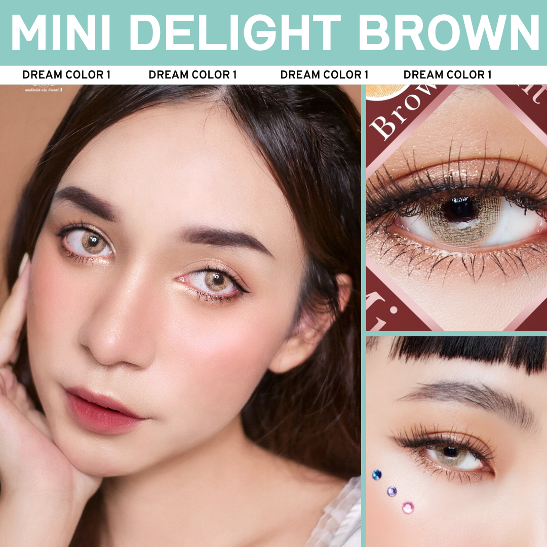 คอนแทคเลนส์ บิ๊กอาย Dreamcolor1 รุ่น Mini Delight Gray/Brown สายตาปกติ สายตาสั้น