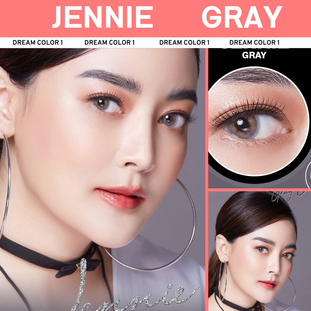 คอนแทคเลนส์ บิ๊กอาย Dreamcolor1 รุ่น Jennie Gray / Brown พร้อมส่ง สายตาสั้น / สายตาปกติ