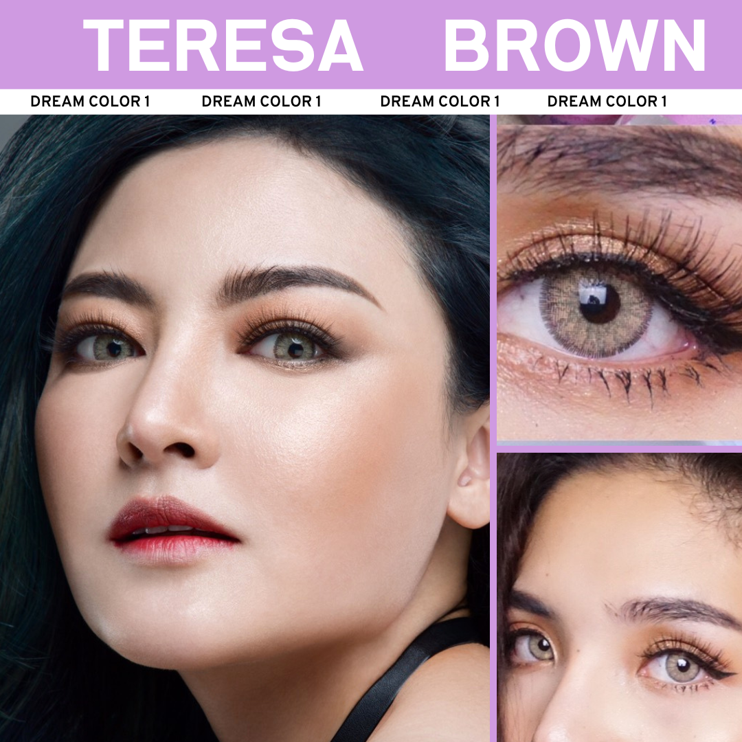 คอนแทคเลนส์ บิ๊กอาย Dreamcolor1 รุ่น Teresa สายฝอ. Gray/Brown สายตาสั้น สายตาปกติ