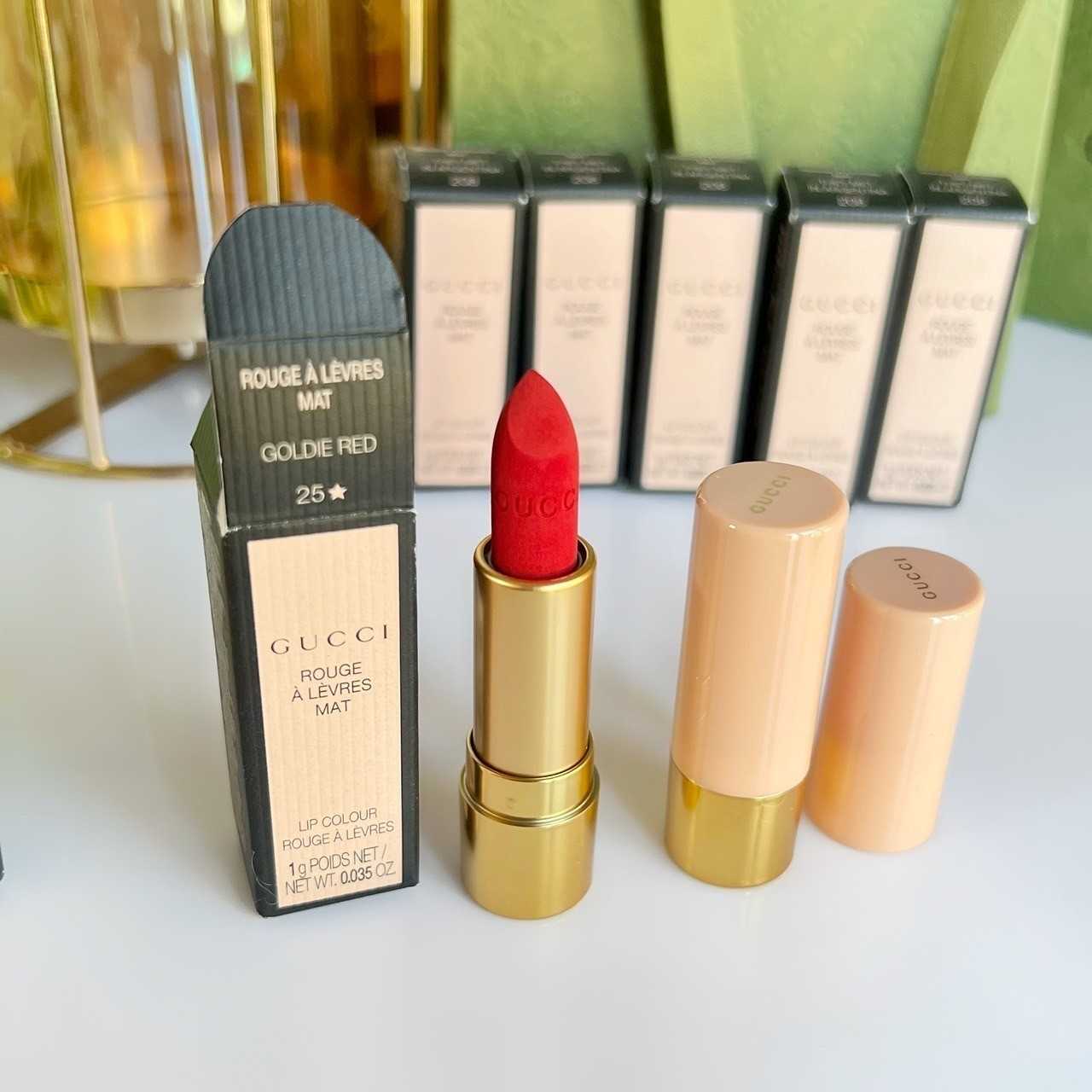 Gucci Rouge a Levres Mat Lip Colour 1g. mini สี 25 Goldie Red