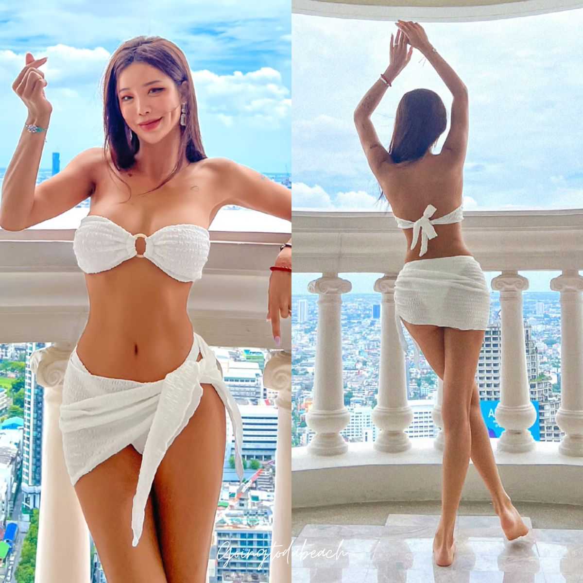 ʙɪᴋɪɴɪ sᴇᴛ • ชุดว่ายน้ำบิกินี่Set 3 ชิ้น เกาะอกแต่งห่วงมาพร้อมกางเกงและผ้าคลุม ไฮคลาสมากเว่อร์